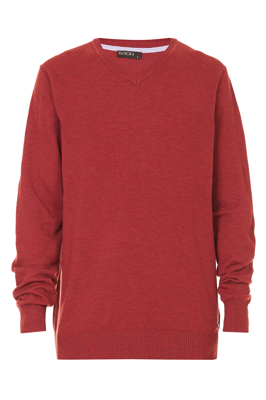 Базовый пуловер (арт. baon B637703), размер XXL, цвет red melange#красный Базовый пуловер (арт. baon B637703) - фото 3