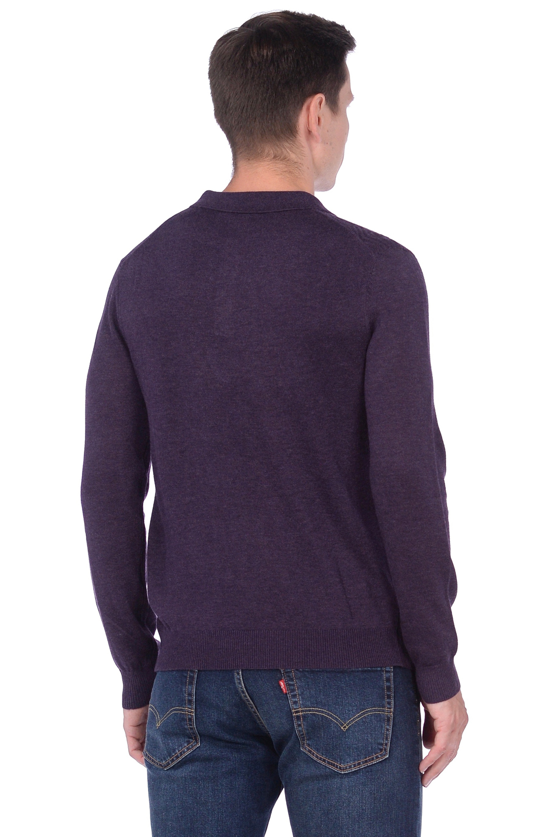 Джемпер с воротником-поло и рельефным узором (арт. baon B638501), размер L, цвет plum melange#фиолетовый Джемпер с воротником-поло и рельефным узором (арт. baon B638501) - фото 2