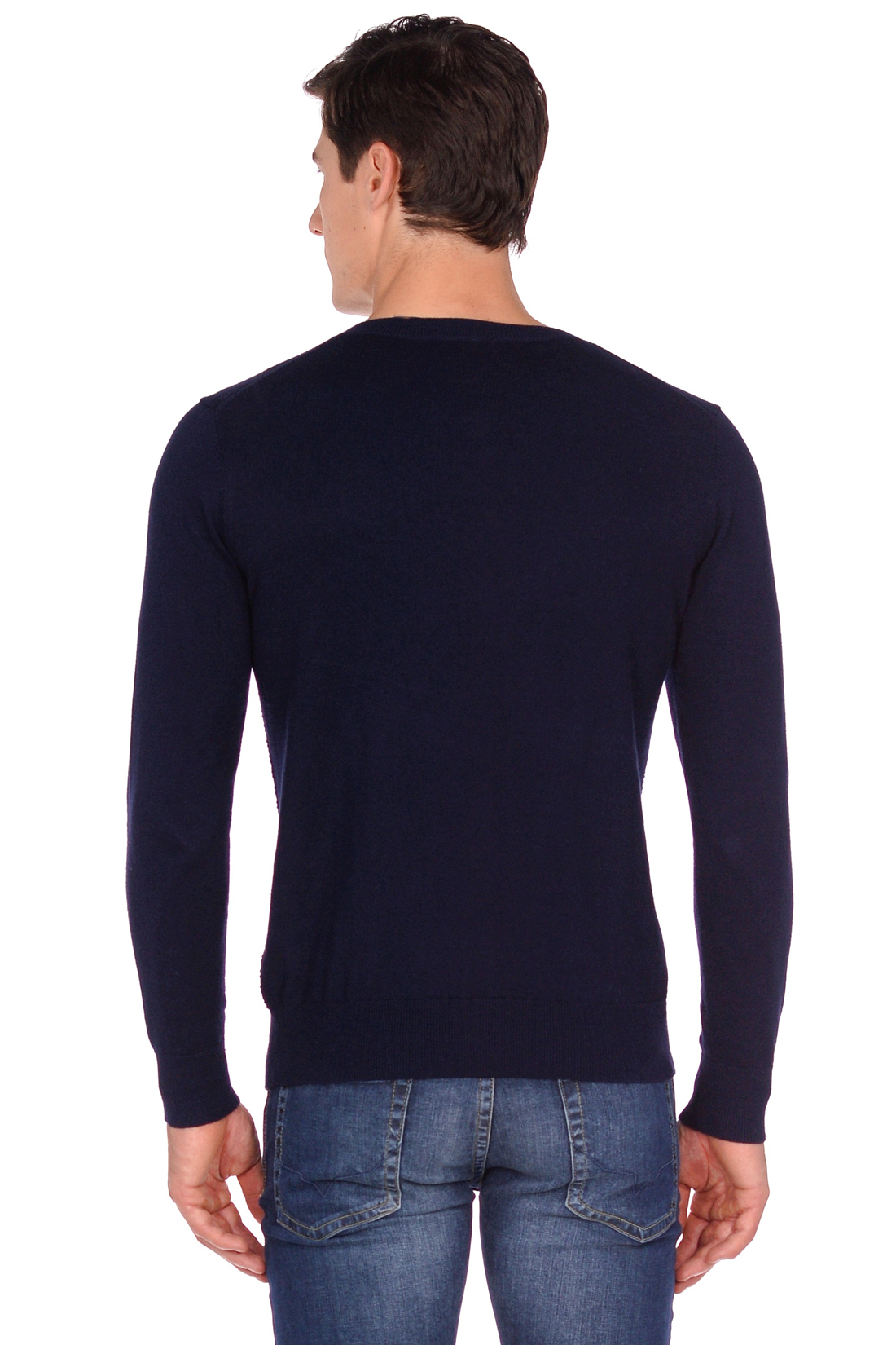 Пуловер с рельефным узором (арт. baon B638502), размер S, цвет deep navy melange#синий Пуловер с рельефным узором (арт. baon B638502) - фото 2