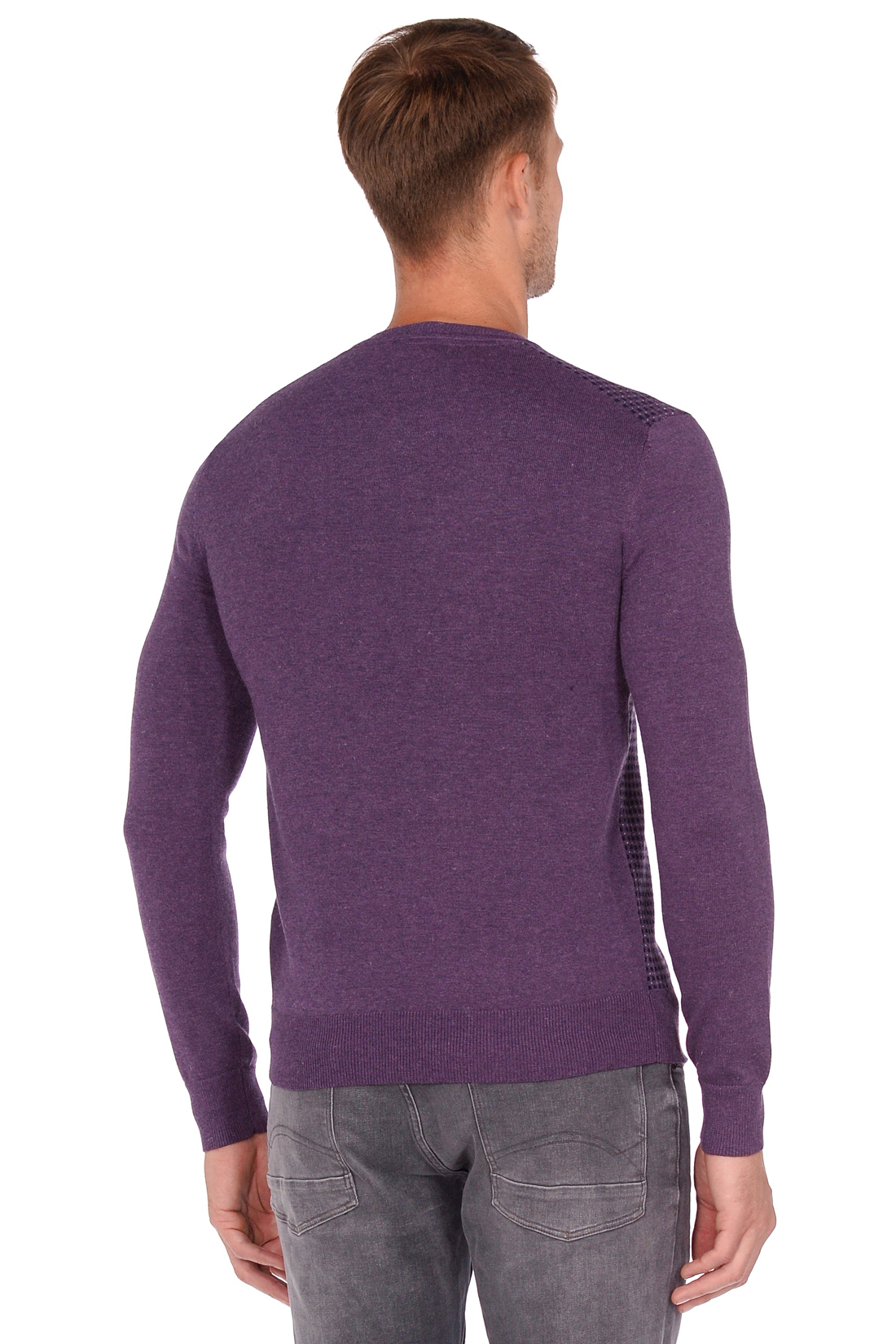 Пуловер с мелким узором в клетку (арт. baon B638503), размер XL, цвет фиолетовый Пуловер с мелким узором в клетку (арт. baon B638503) - фото 2