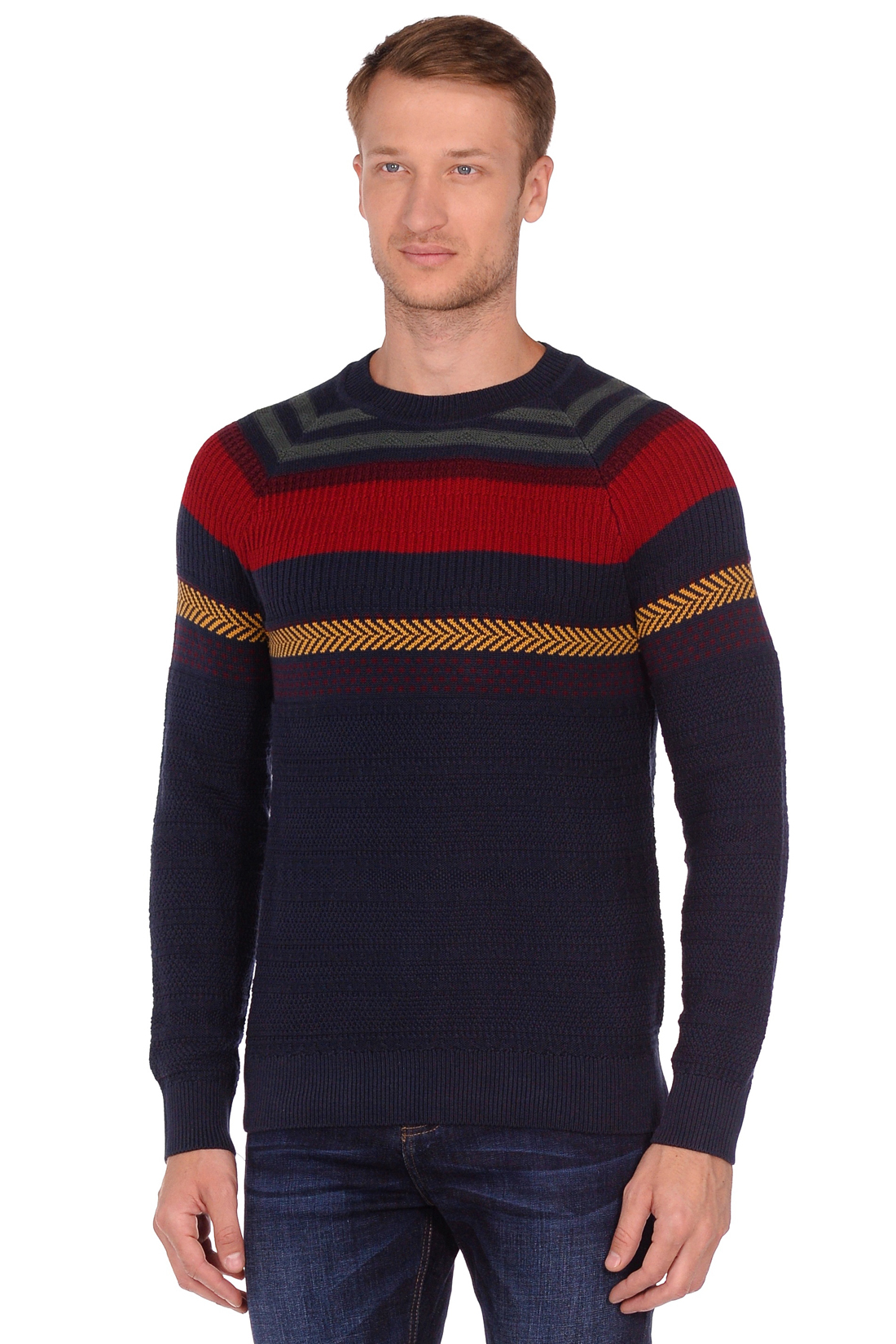 

Джемпер baon, Синий, Джемпер с цветными полосками и рельефным узором (арт. baon B638521)