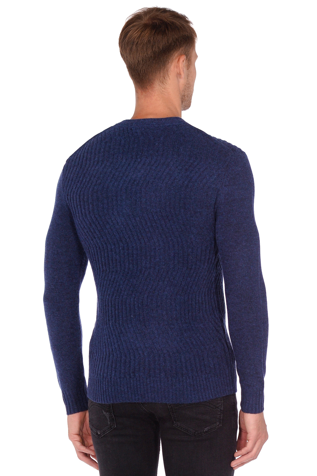 Пуловер с волнистым рисунком (арт. baon B638570), размер XXL, цвет baltic blue melange#синий Пуловер с волнистым рисунком (арт. baon B638570) - фото 2