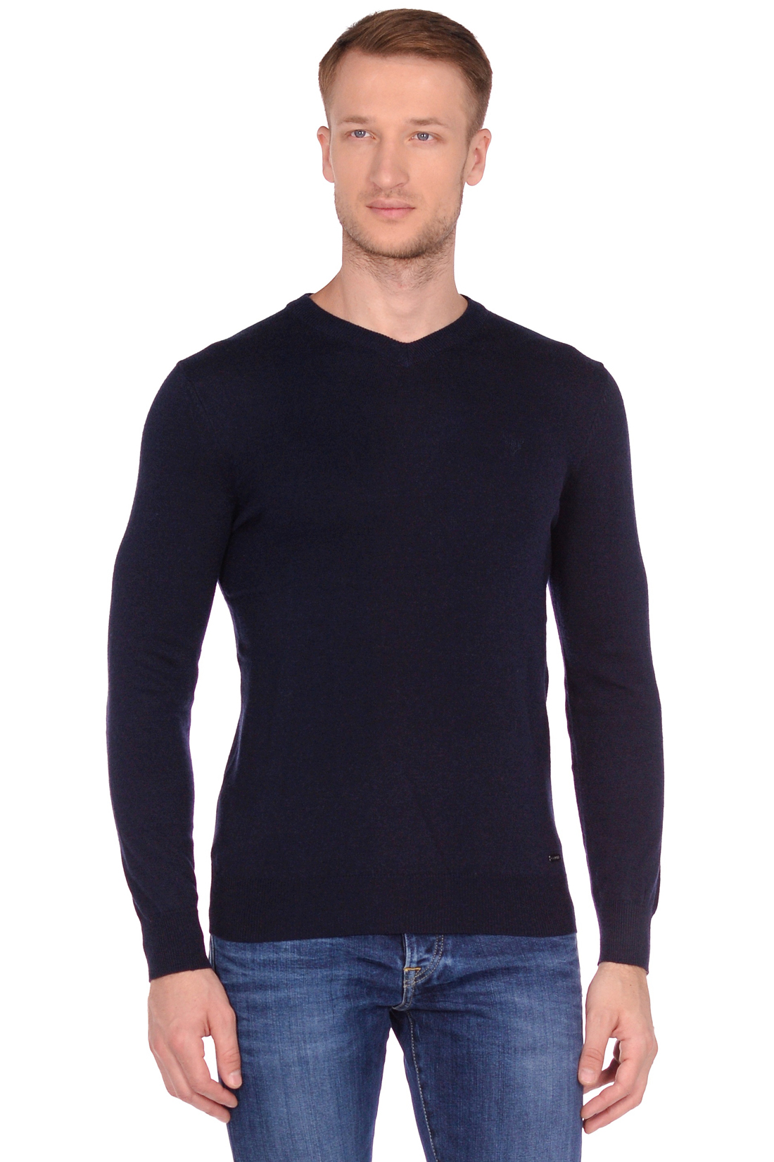 Базовый пуловер (арт. baon B638703), размер L, цвет deep navy melange#синий Базовый пуловер (арт. baon B638703) - фото 1
