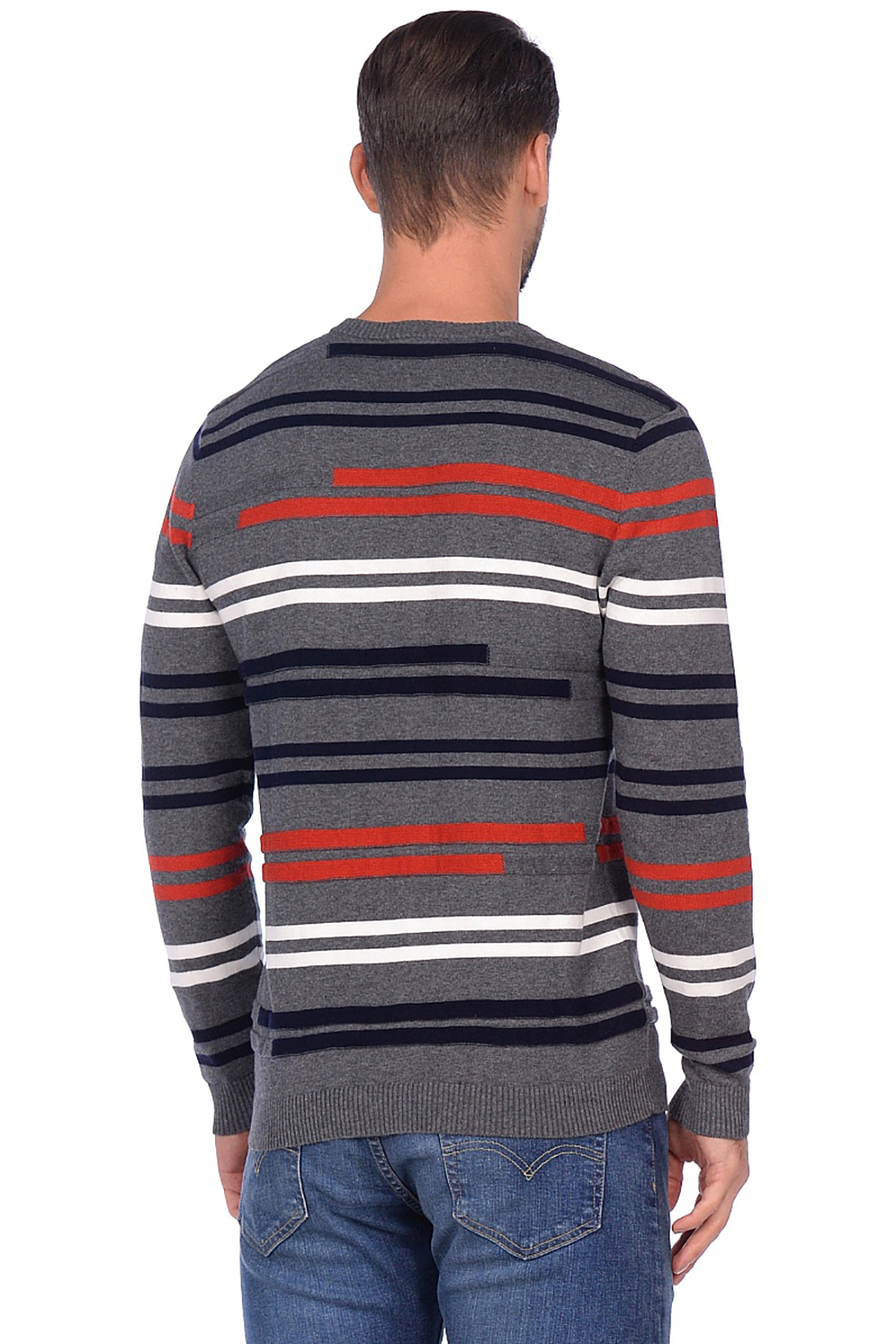 Пуловер с контрастными полосками (арт. baon B639530), размер XXL, цвет серый Пуловер с контрастными полосками (арт. baon B639530) - фото 2