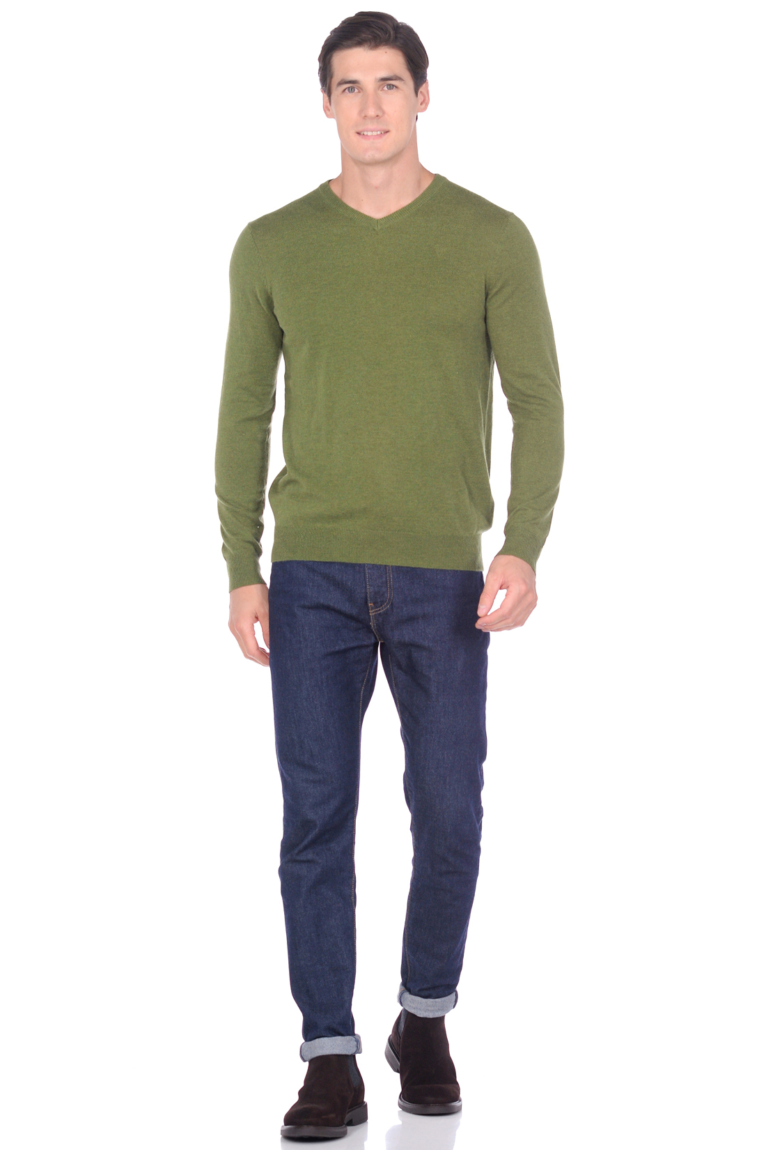 Базовый пуловер с шерстью (арт. baon B639702), размер XXL, цвет vine melange#зеленый Базовый пуловер с шерстью (арт. baon B639702) - фото 3