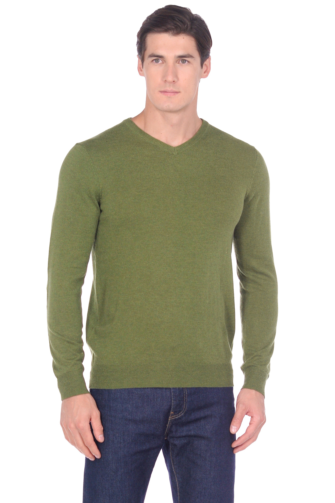 Базовый пуловер с шерстью (арт. baon B639702), размер XXL, цвет vine melange#зеленый
