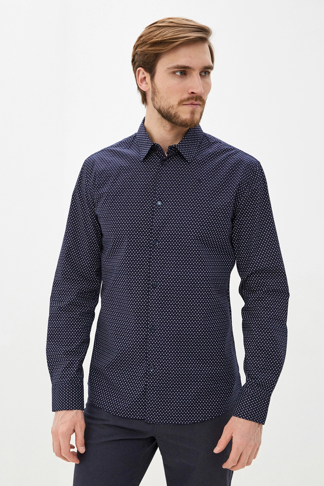 Классическая рубашка с принтом (арт. baon B660012), размер L, цвет синий Классическая рубашка с принтом (арт. baon B660012) - фото 4
