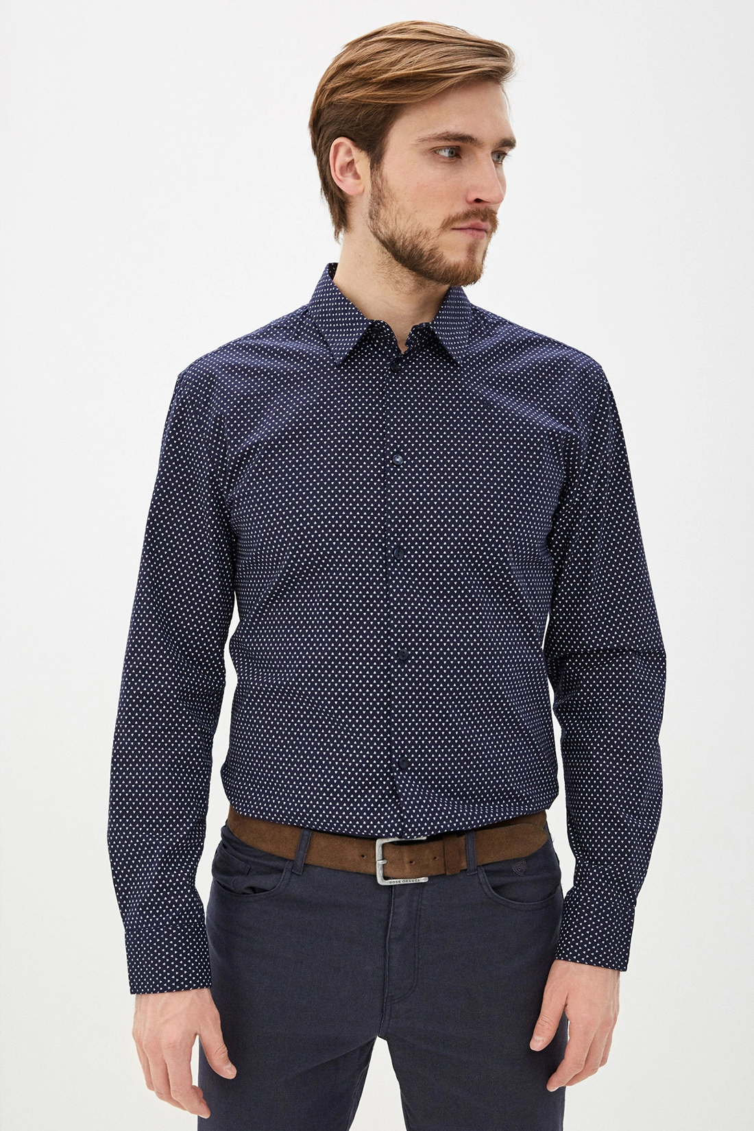 Классическая рубашка с принтом (арт. baon B660012), размер L, цвет синий Классическая рубашка с принтом (арт. baon B660012) - фото 1