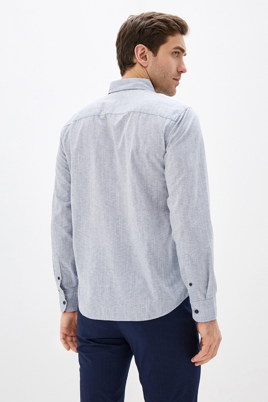 Рубашка с узором из полос (арт. baon B660014), размер 3XL, цвет голубой Рубашка с узором из полос (арт. baon B660014) - фото 2