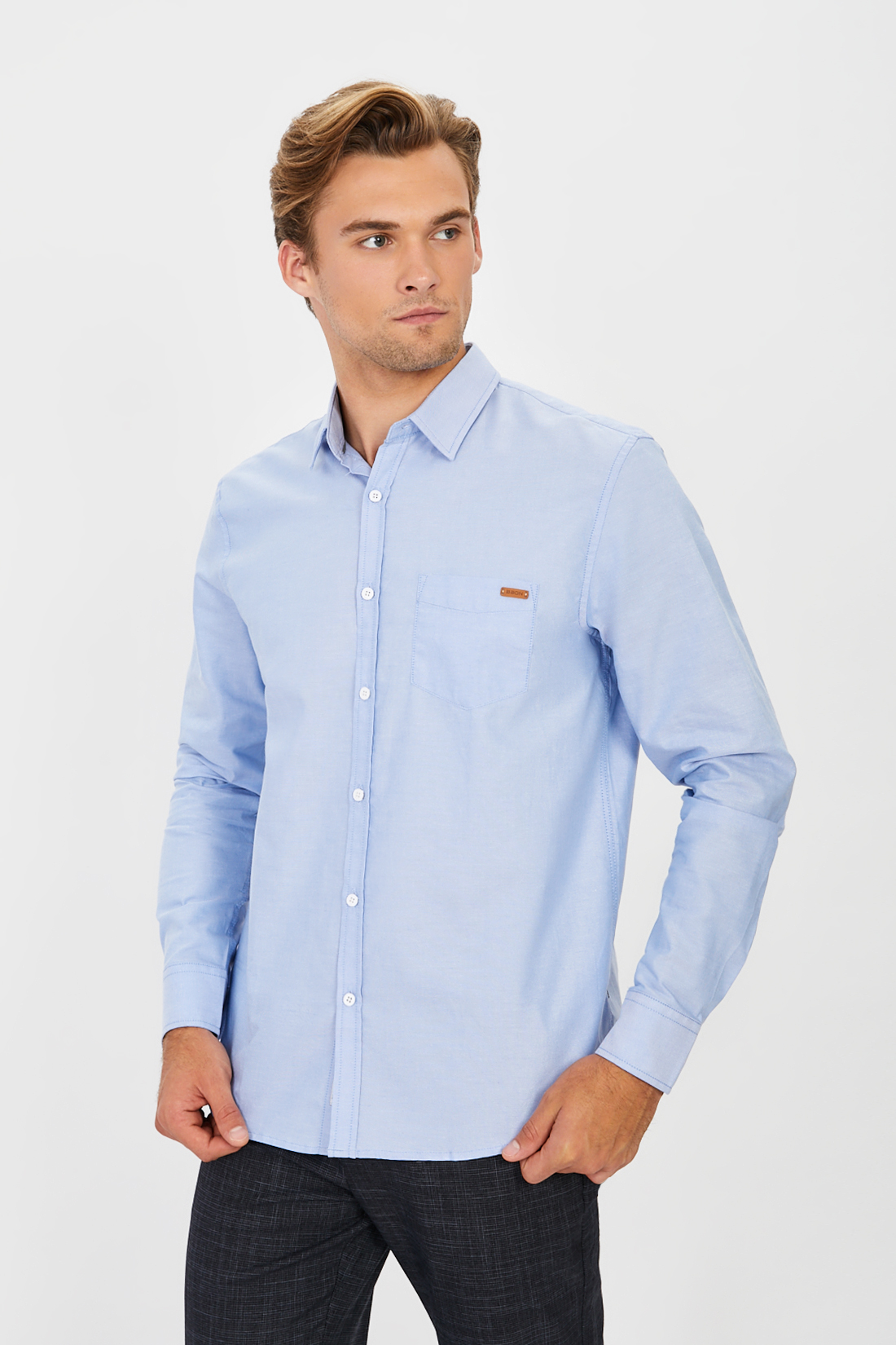 Рубашка (арт. baon B661503), размер XXL, цвет голубой
