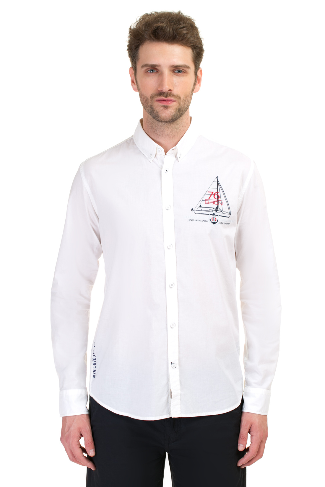 Рубашка в морском стиле (арт. baon B667001), размер XXL, цвет белый