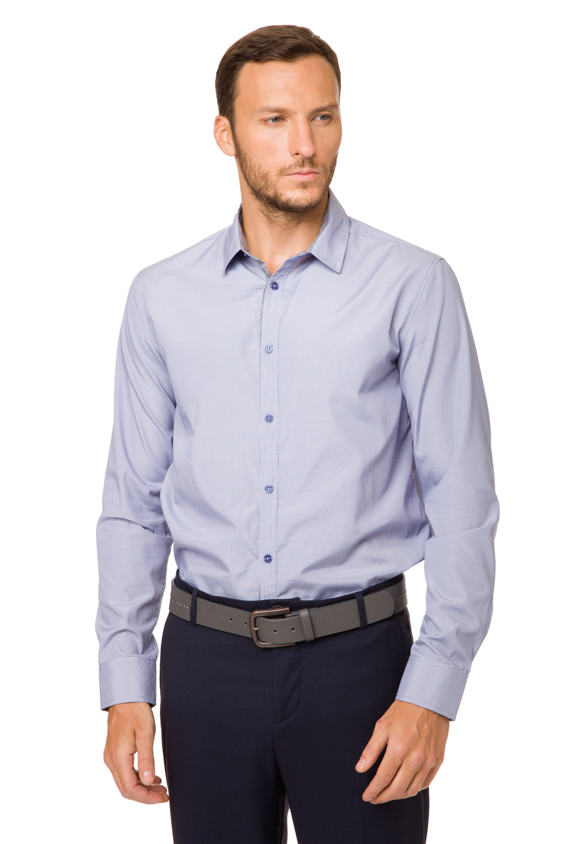 Классическая рубашка в полоску (арт. baon B667002), размер S, цвет синий