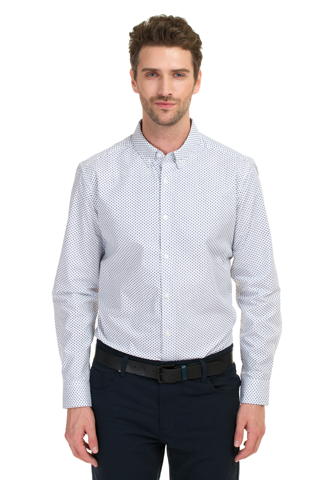 Рубашка с мелким принтом (арт. baon B667020), размер XL, цвет white printed#белый