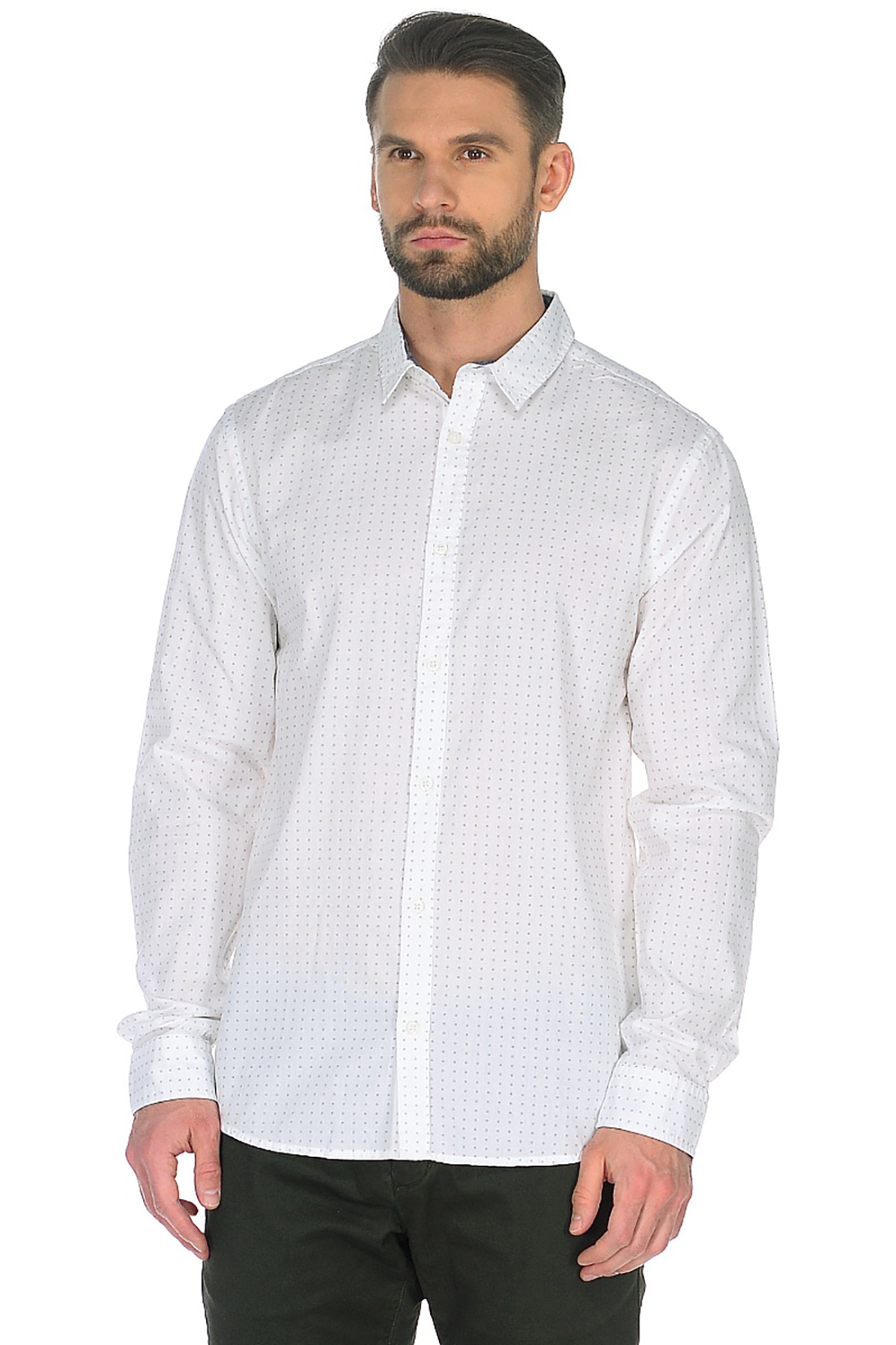 Рубашка с геометрическим узором (арт. baon B668015), размер XL, цвет white printed#белый Рубашка с геометрическим узором (арт. baon B668015) - фото 1