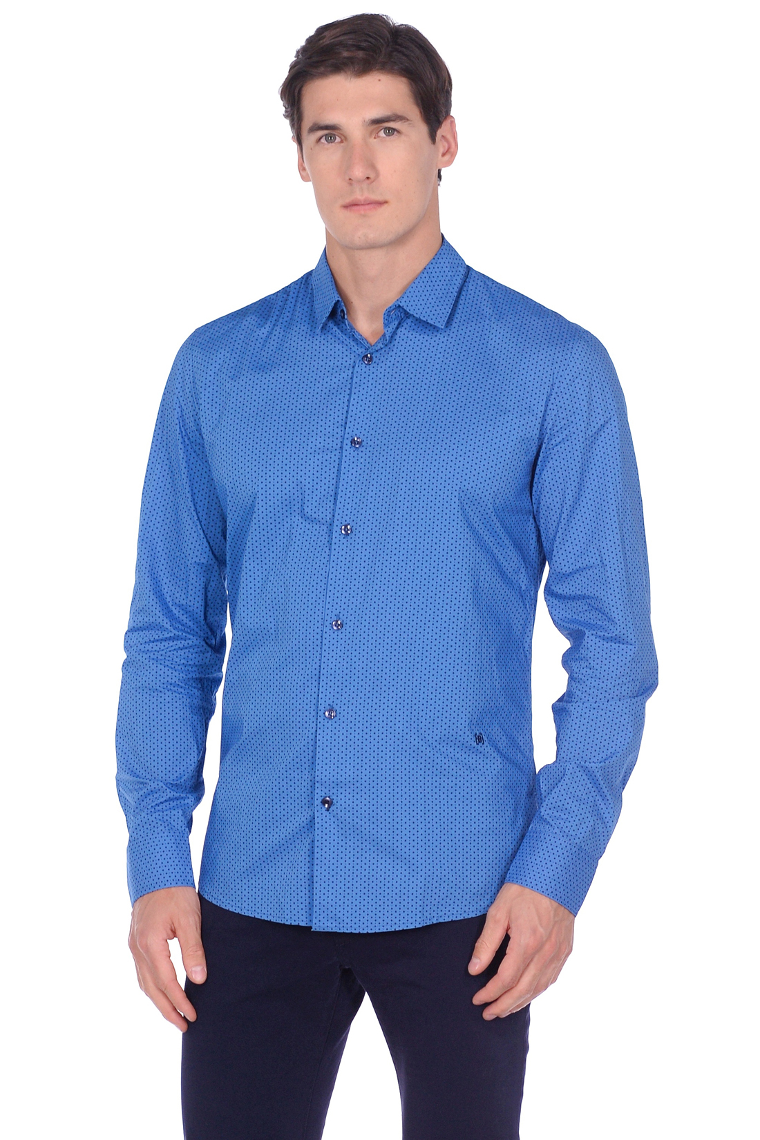 Рубашка с орнаментом (арт. baon B669508), размер 3XL, цвет dark baltic blue printed#синий