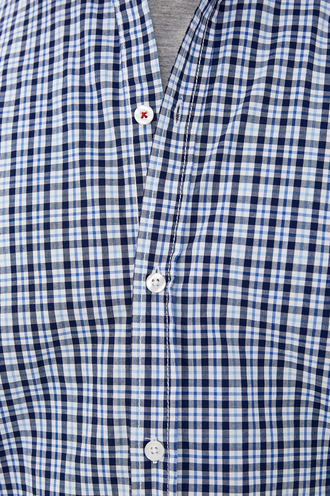 Рубашка в клетку с коротким рукавом (арт. baon B680010), размер L, цвет синий Рубашка в клетку с коротким рукавом (арт. baon B680010) - фото 3