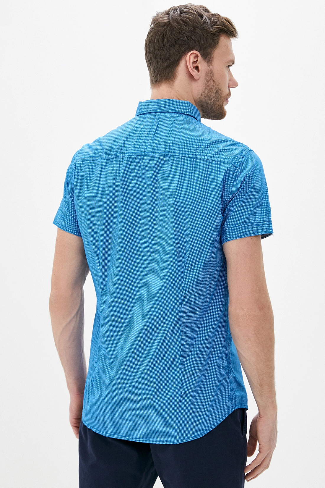 Рубашка в точку с коротким рукавом (арт. baon B680019), размер XL, цвет синий Рубашка в точку с коротким рукавом (арт. baon B680019) - фото 2