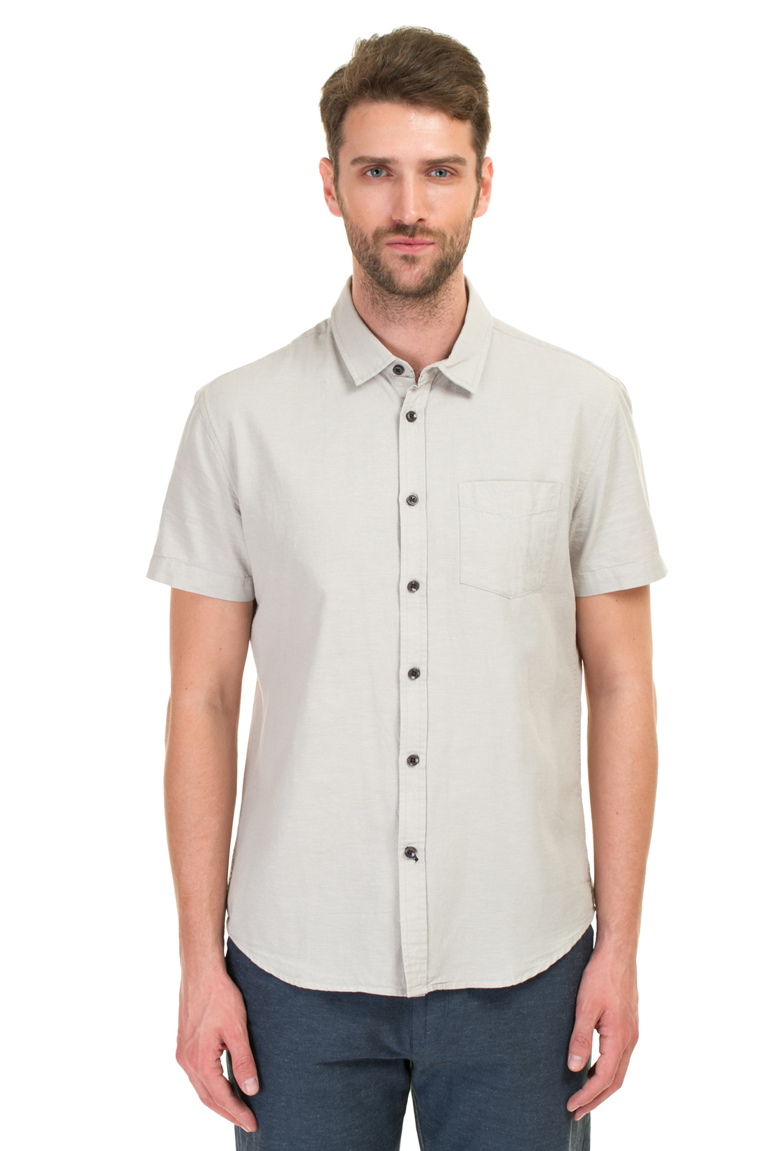 Рубашка с волокнами льна (арт. baon B687013), размер XXL, цвет серый