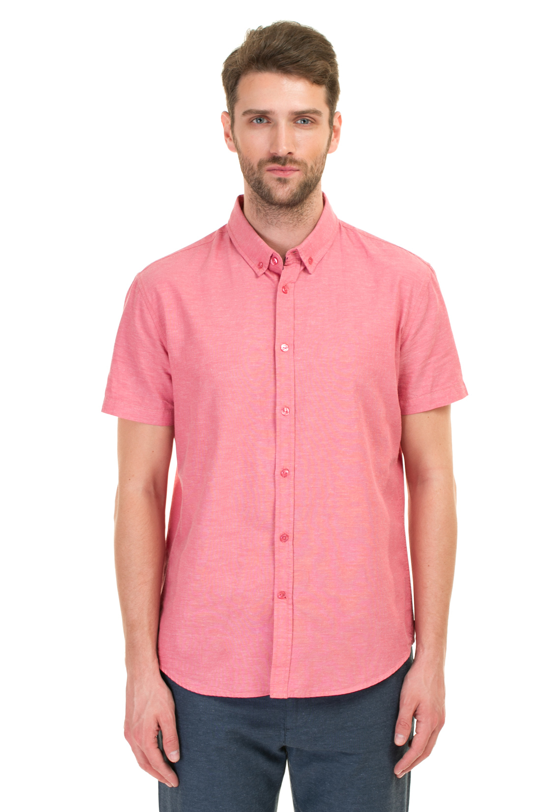 Рубашка из натурального материала (арт. baon B687016), размер 3XL, цвет розовый