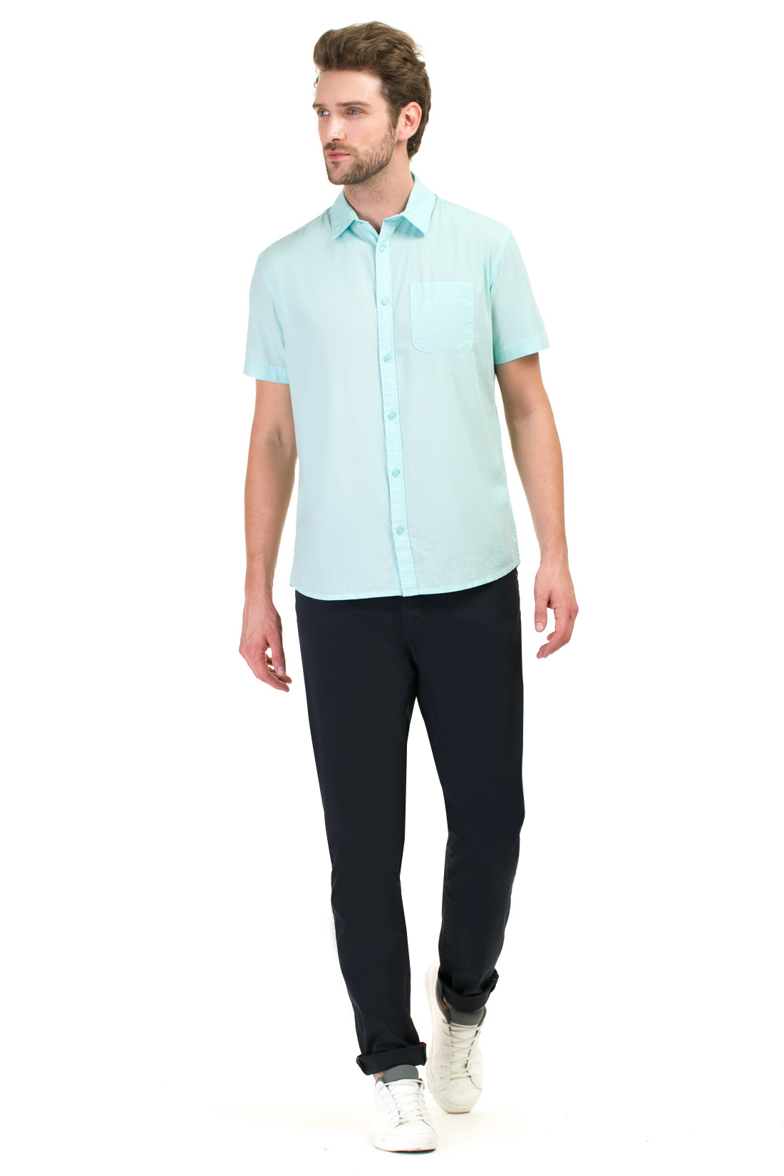 Базовая рубашка с коротким рукавом (арт. baon B687025), размер M, цвет голубой Базовая рубашка с коротким рукавом (арт. baon B687025) - фото 5