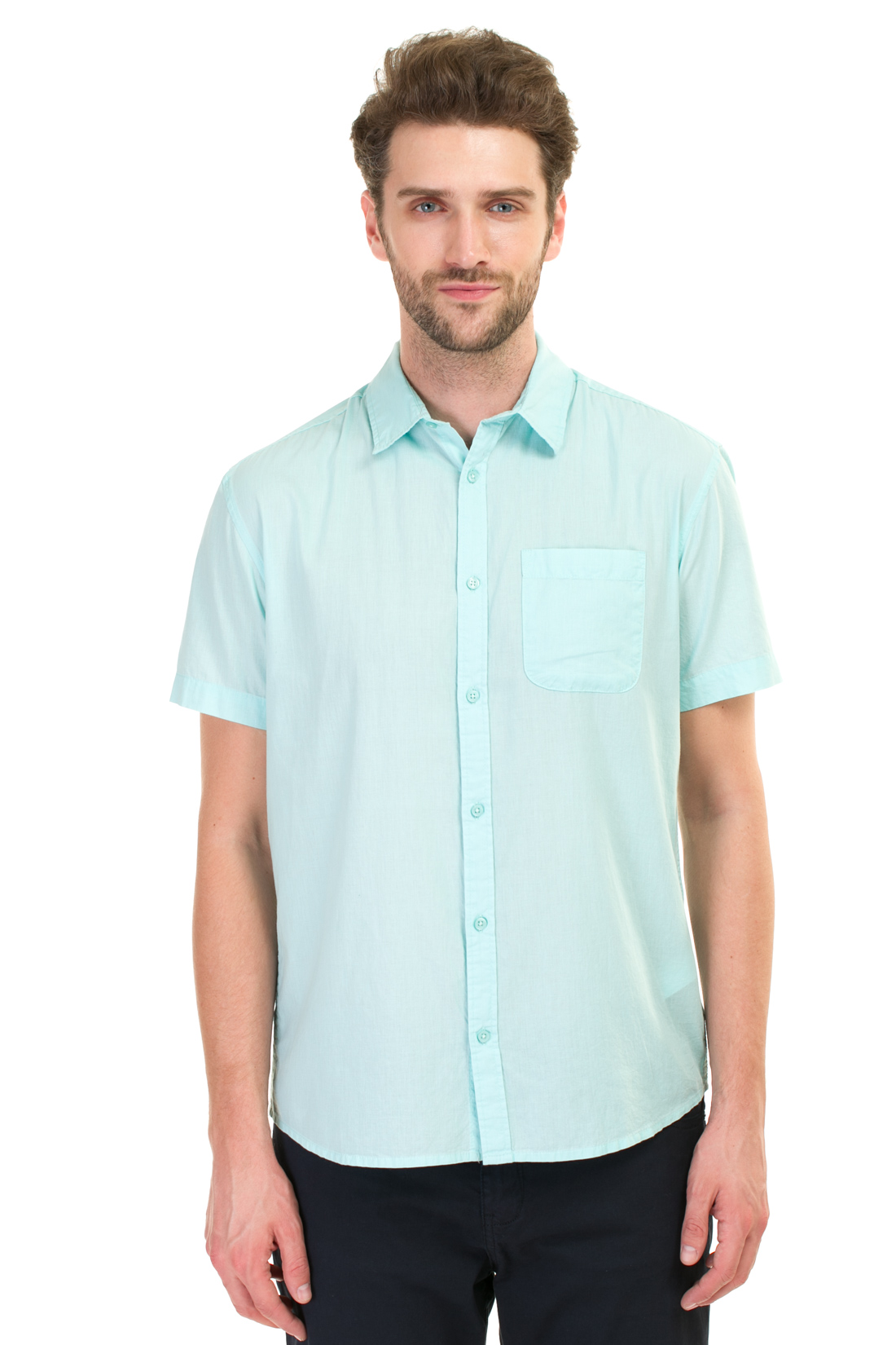 Базовая рубашка с коротким рукавом (арт. baon B687025), размер M, цвет голубой