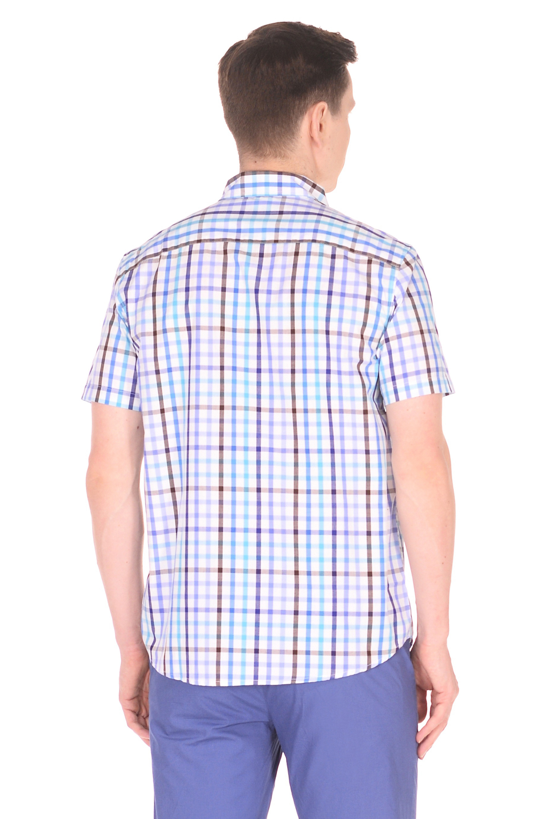 Рубашка с коротким рукавом в яркую клетку (арт. baon B688008), размер S, цвет синий Рубашка с коротким рукавом в яркую клетку (арт. baon B688008) - фото 2