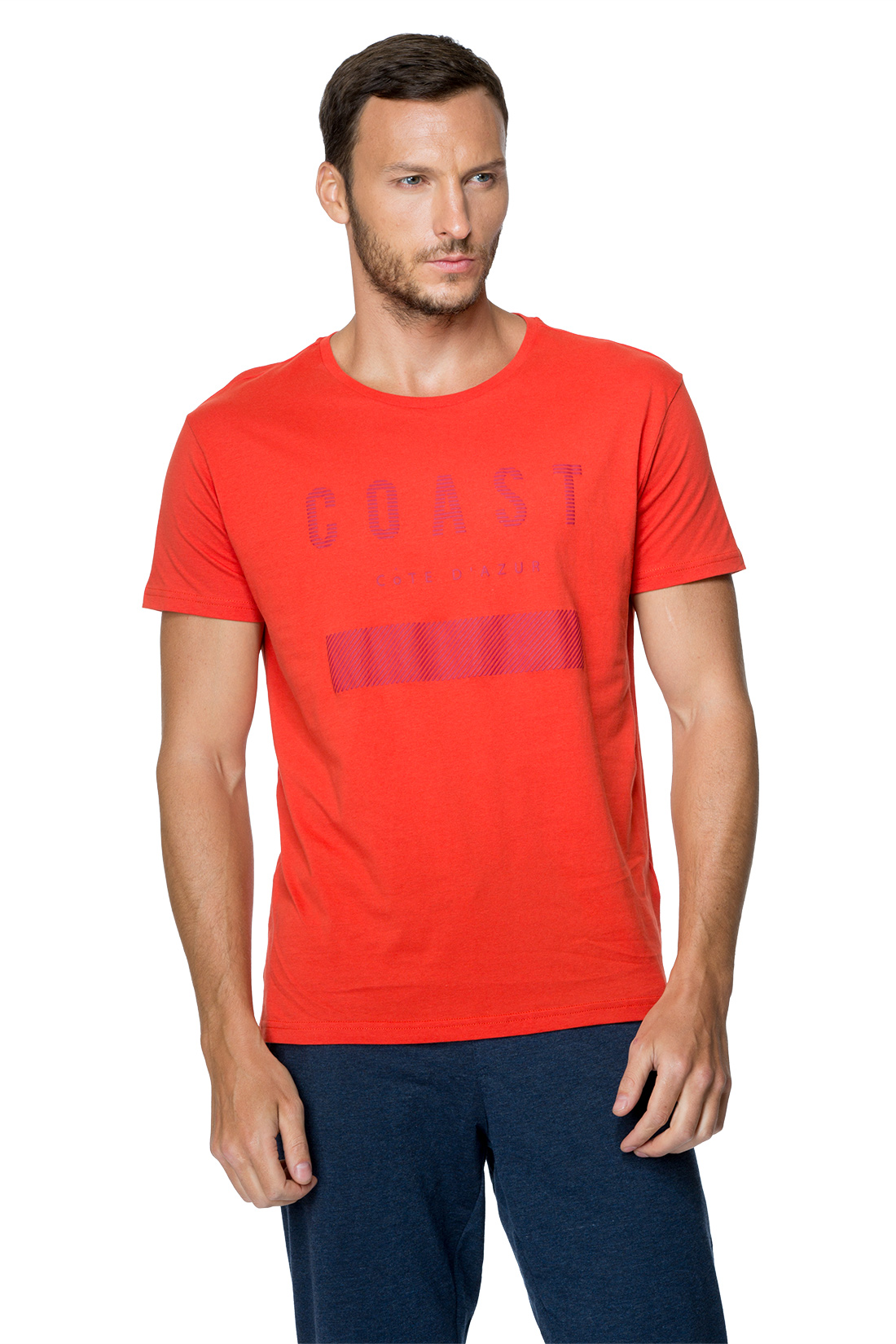 Красная футболка (арт. baon B737051), размер XXL, цвет оранжевый