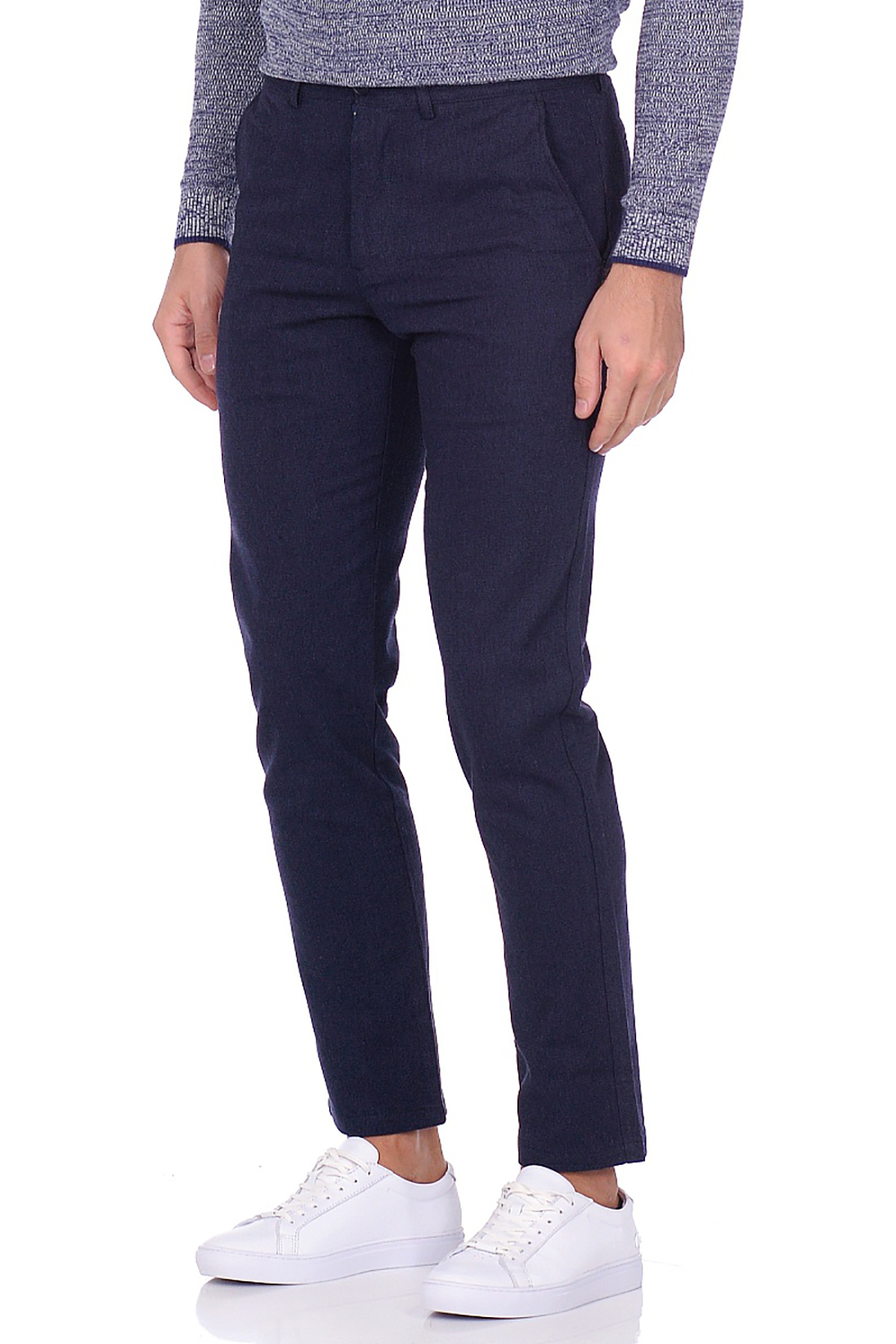 Классические брюки из меланжевого материала (арт. baon B799508), размер XL, цвет синий Классические брюки из меланжевого материала (арт. baon B799508) - фото 4