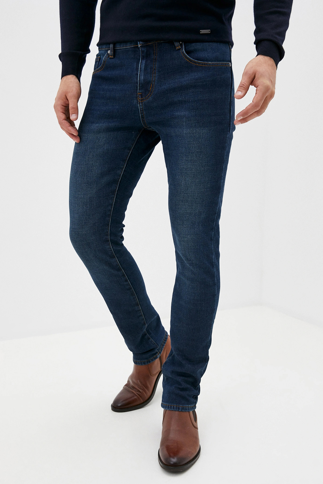 Утеплённые джинсы (арт. baon B800504), размер 30, цвет dark navy denim#синий
