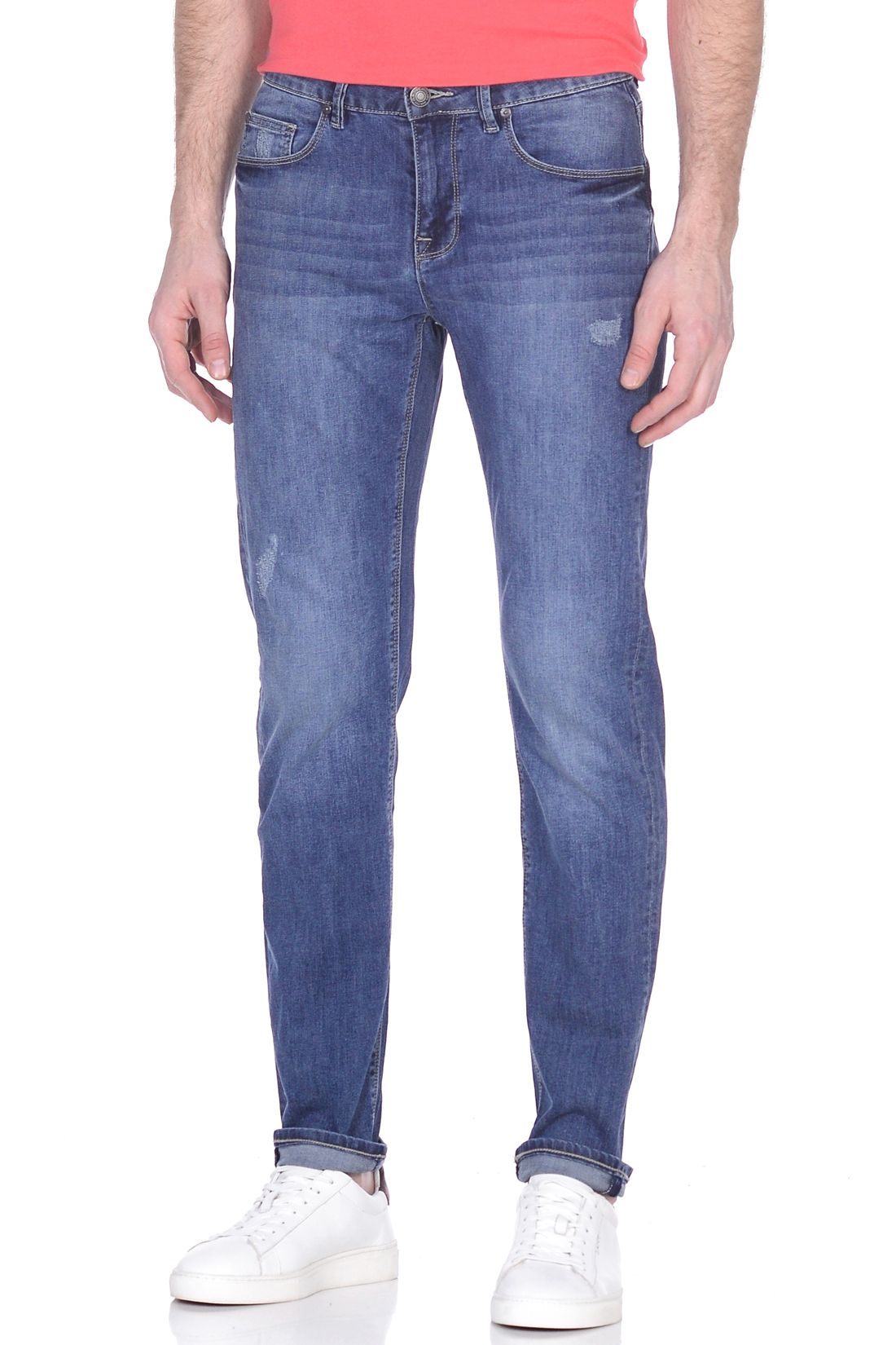 Зауженные джинсы с потёртостями (арт. baon B809006), размер 36, цвет blue denim#голубой Зауженные джинсы с потёртостями (арт. baon B809006) - фото 4