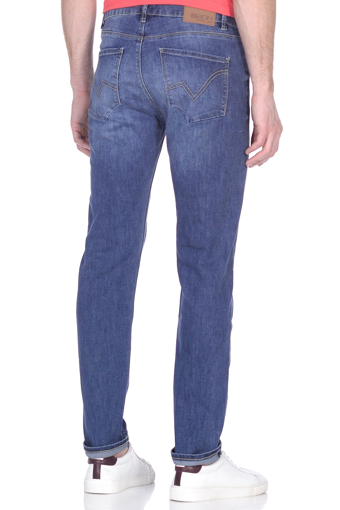 Зауженные джинсы с потёртостями (арт. baon B809006), размер 36, цвет blue denim#голубой Зауженные джинсы с потёртостями (арт. baon B809006) - фото 3