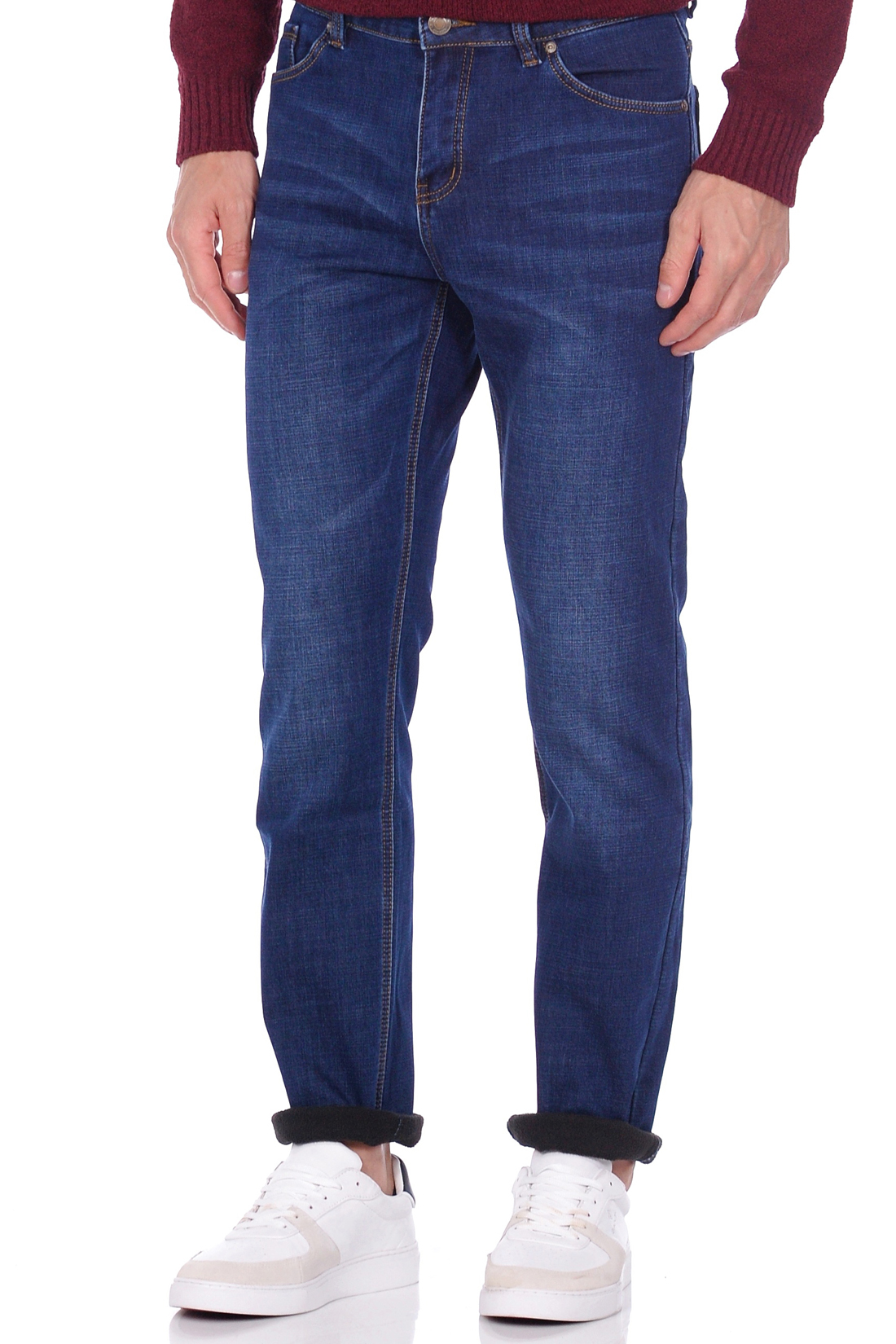 Утеплённые джинсы с заклёпками (арт. baon B809503), размер 30, цвет dark blue denim#синий Утеплённые джинсы с заклёпками (арт. baon B809503) - фото 1