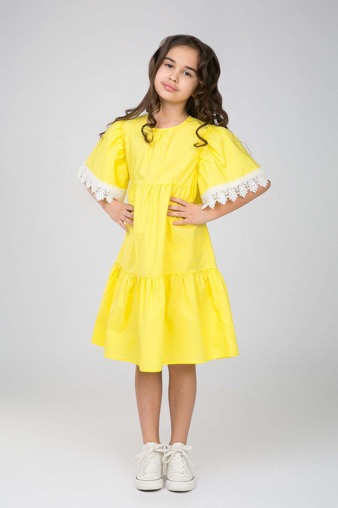 Платье для девочки (арт. baon BJ458001), размер 146-152, цвет желтый