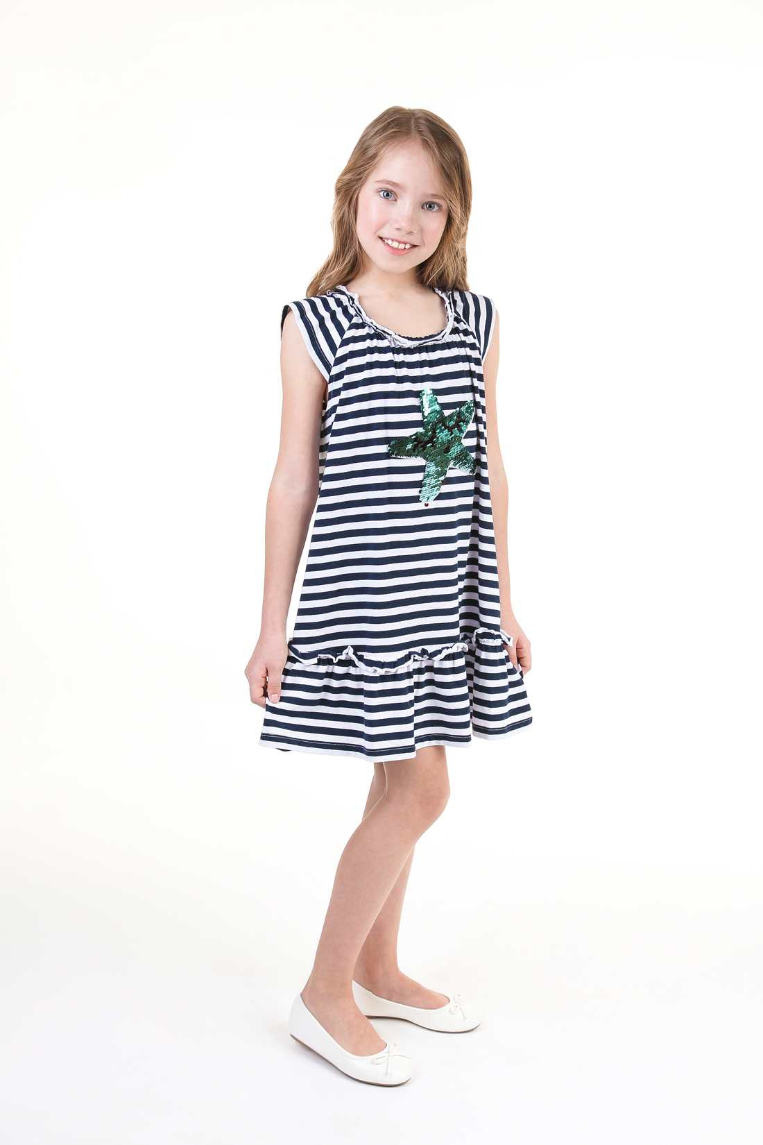 Платье для девочки (арт. baon BJ458004), размер 146-152, цвет белый