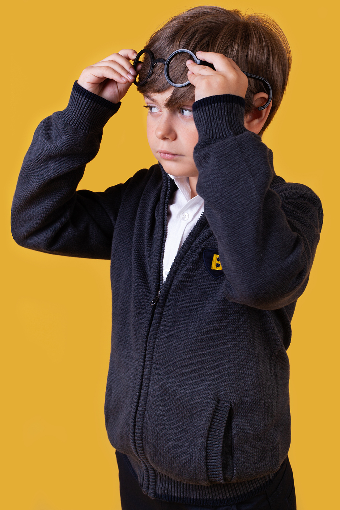 Кардиган для мальчика (арт. baon BJ648502), размер 134-140, цвет grey melange#серый