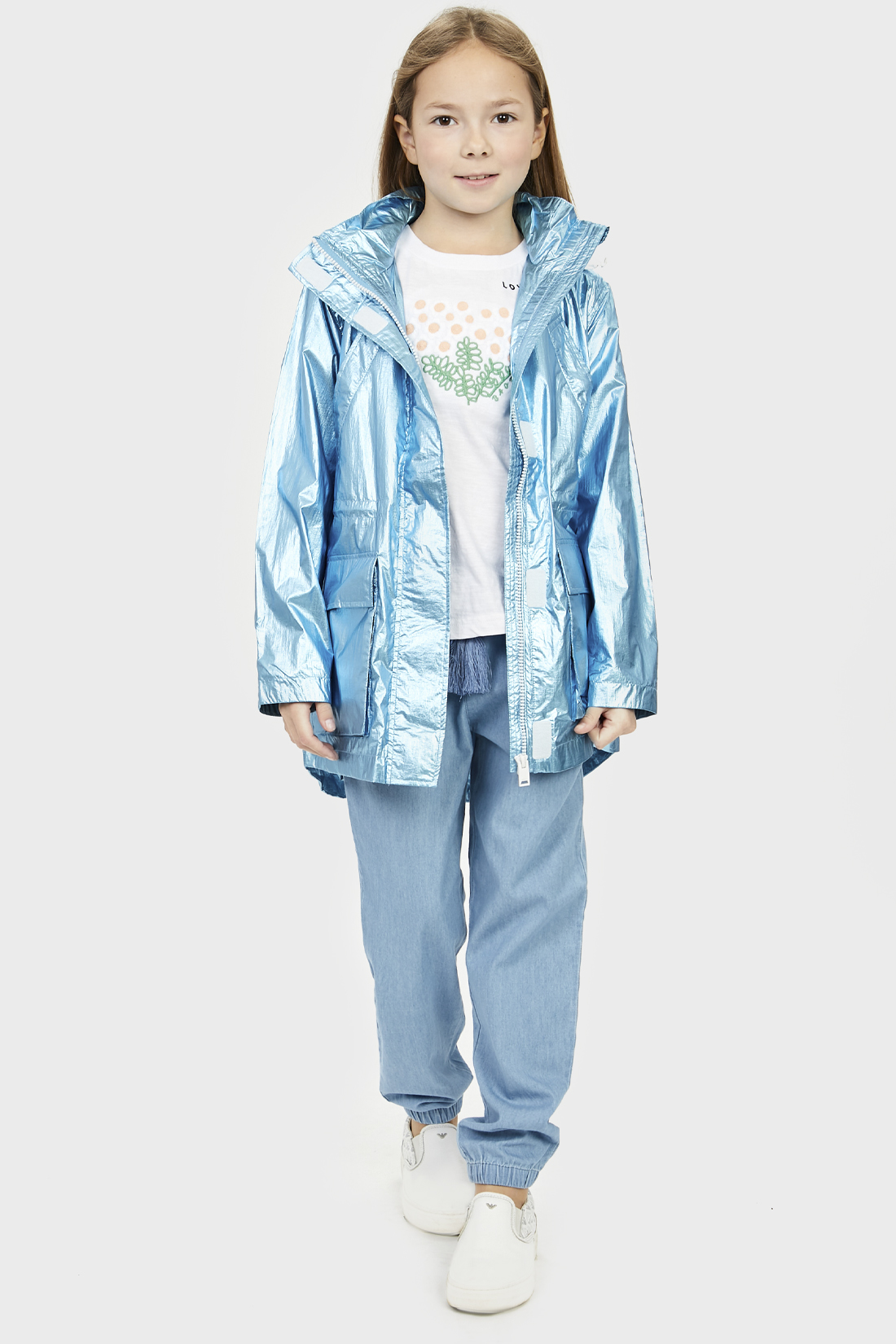 Ветровка для девочки (арт. baon BK100003), размер 152-158, цвет голубой Ветровка для девочки (арт. baon BK100003) - фото 4