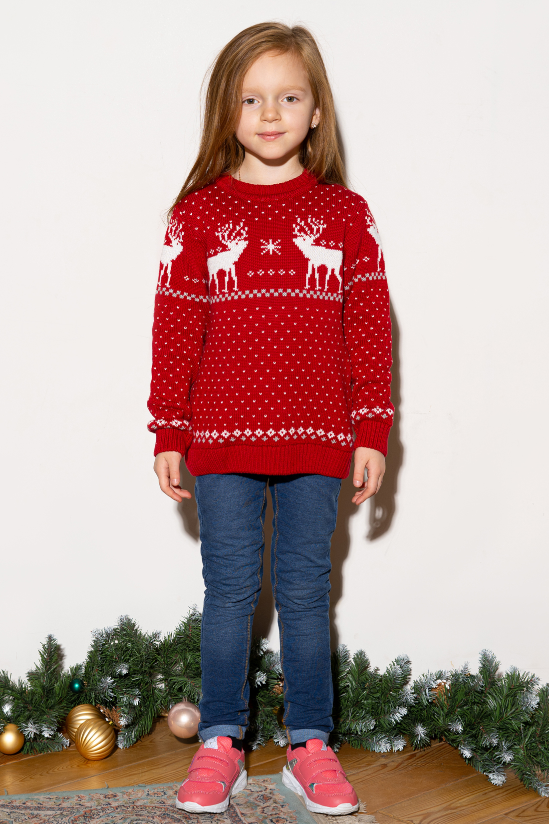 Джемпер с оленями для девочки (арт. baon BK139507), размер 128, цвет красный Джемпер с оленями для девочки (арт. baon BK139507) - фото 5