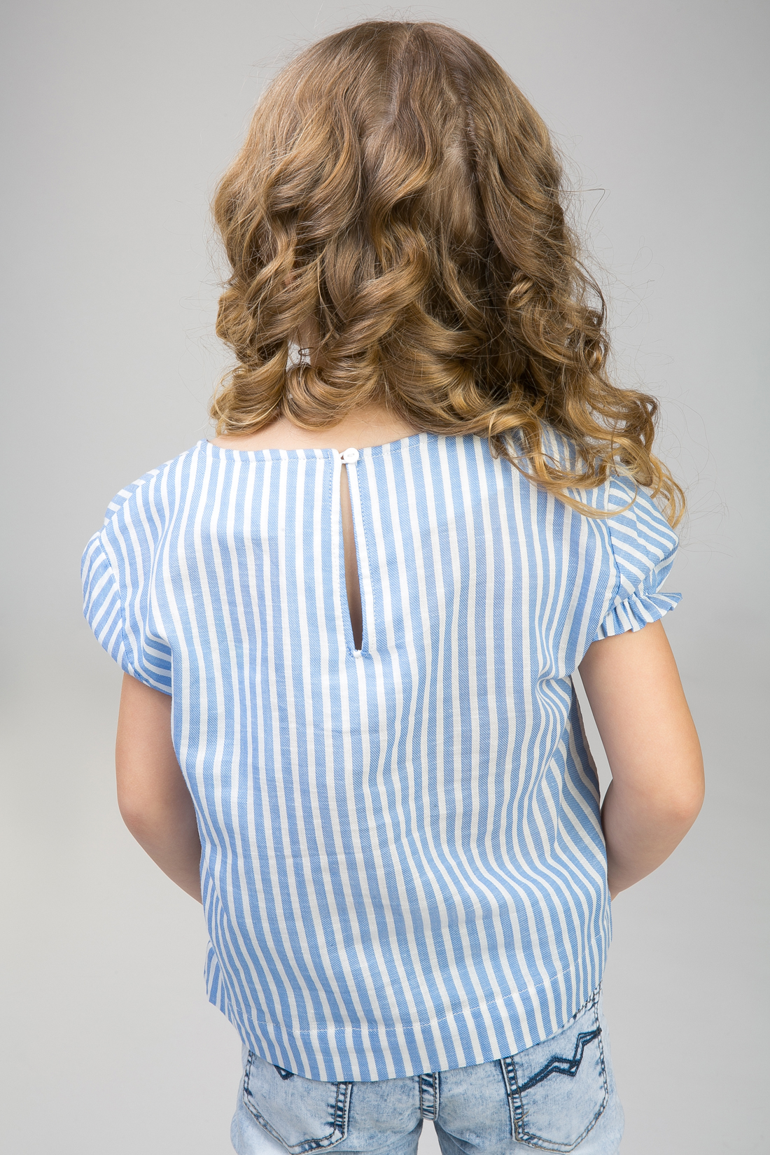 Блузка для девочки (арт. baon BK198002), размер 122-128, цвет angel blue striped#голубой Блузка для девочки (арт. baon BK198002) - фото 2
