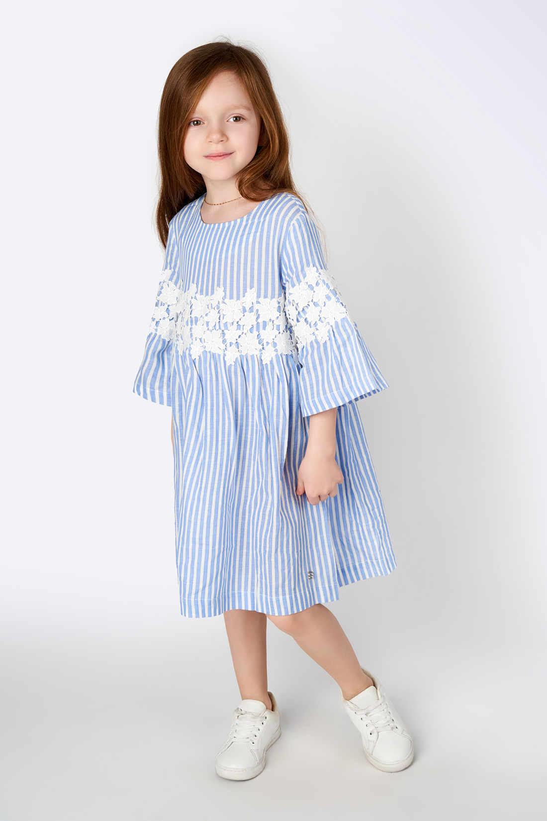 Платье для девочки (арт. baon BK450004), размер 128, цвет синий