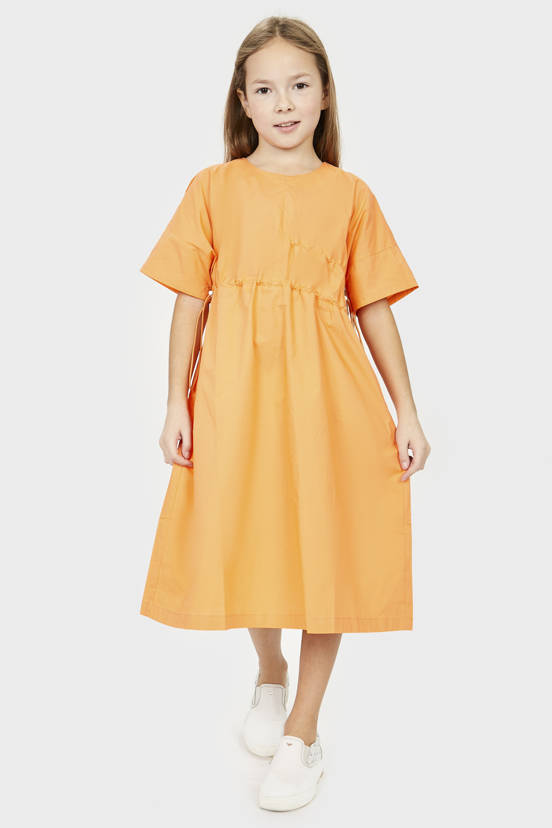 Платье для девочки (арт. baon BK450060), размер 152-158, цвет оранжевый