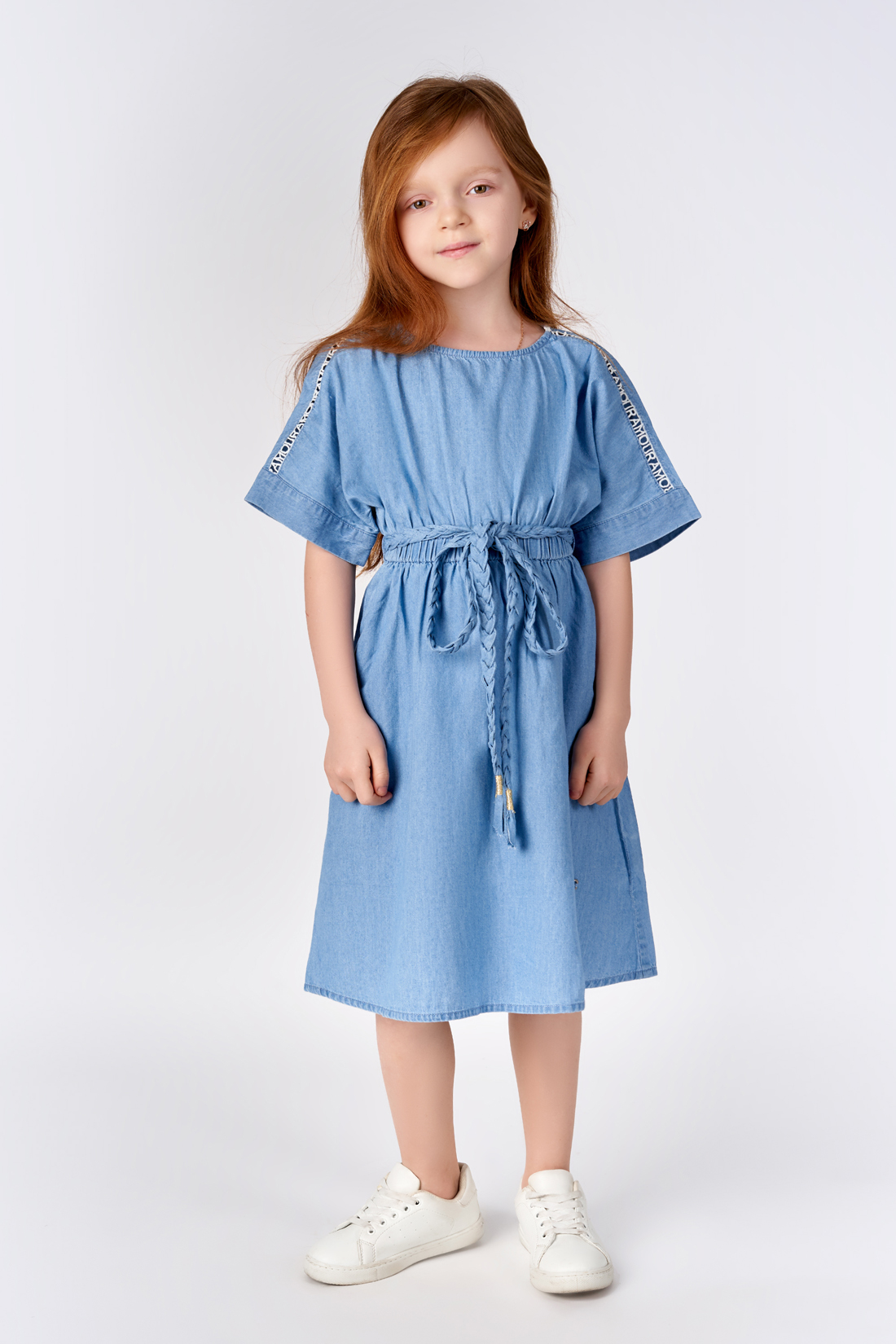 Платье для девочки (арт. baon BK450064), размер 116, цвет blue denim#голубой