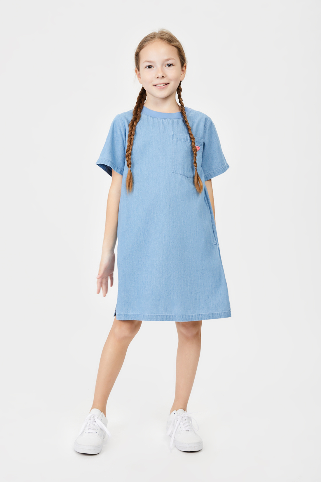 Платье (арт. baon BK451002), размер 146, цвет blue denim#голубой Платье (арт. baon BK451002) - фото 1