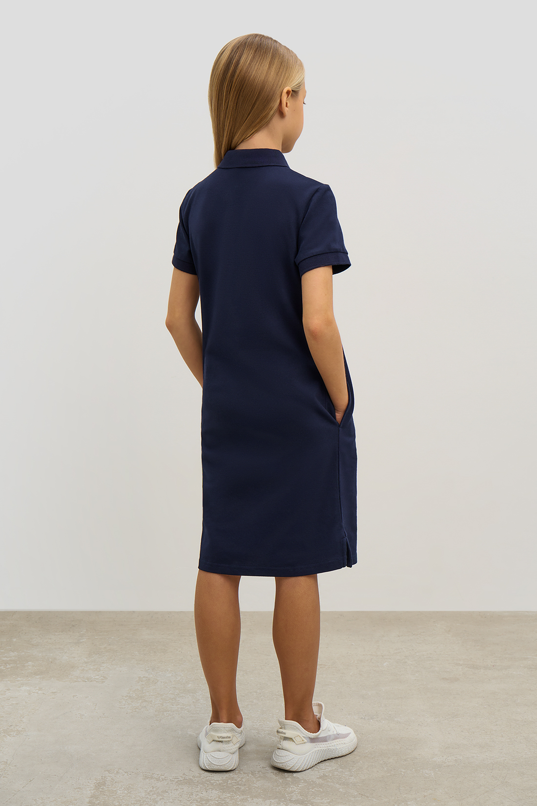 Платье-поло для девочки (арт. baon BK451201), размер 122, цвет синий Платье-поло для девочки (арт. baon BK451201) - фото 3