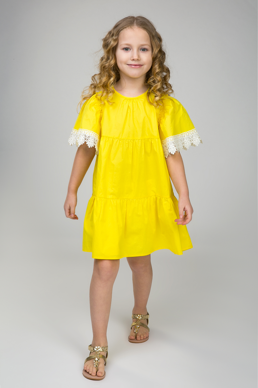 Платье для девочки (арт. baon BK458001), размер 110-116, цвет желтый