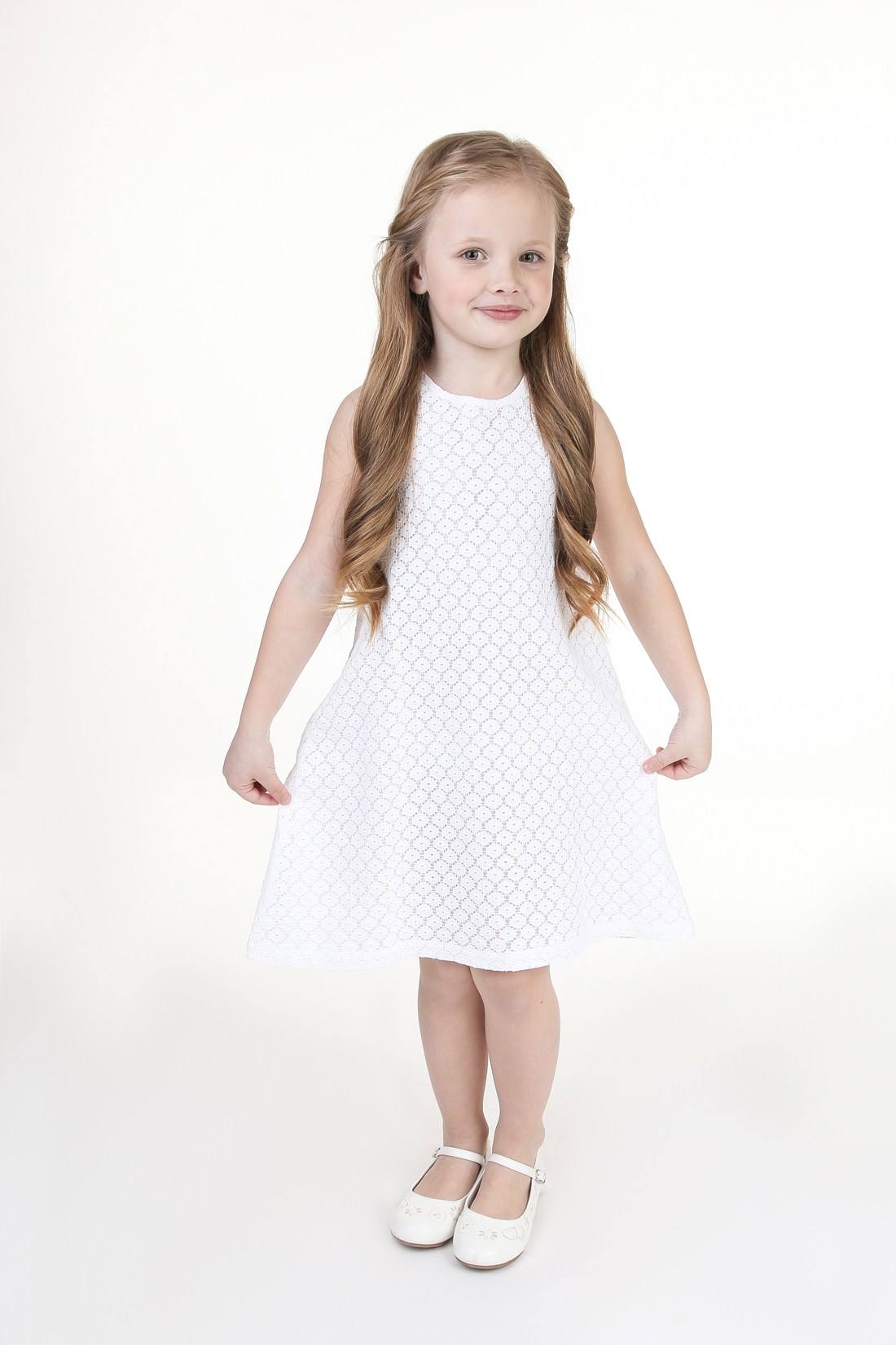 Платье для девочки (арт. baon BK458011), размер 110-116, цвет белый