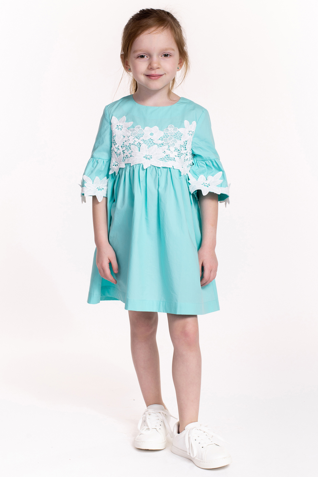 Платье для девочки (арт. baon BK459004), размер 98-104, цвет зеленый