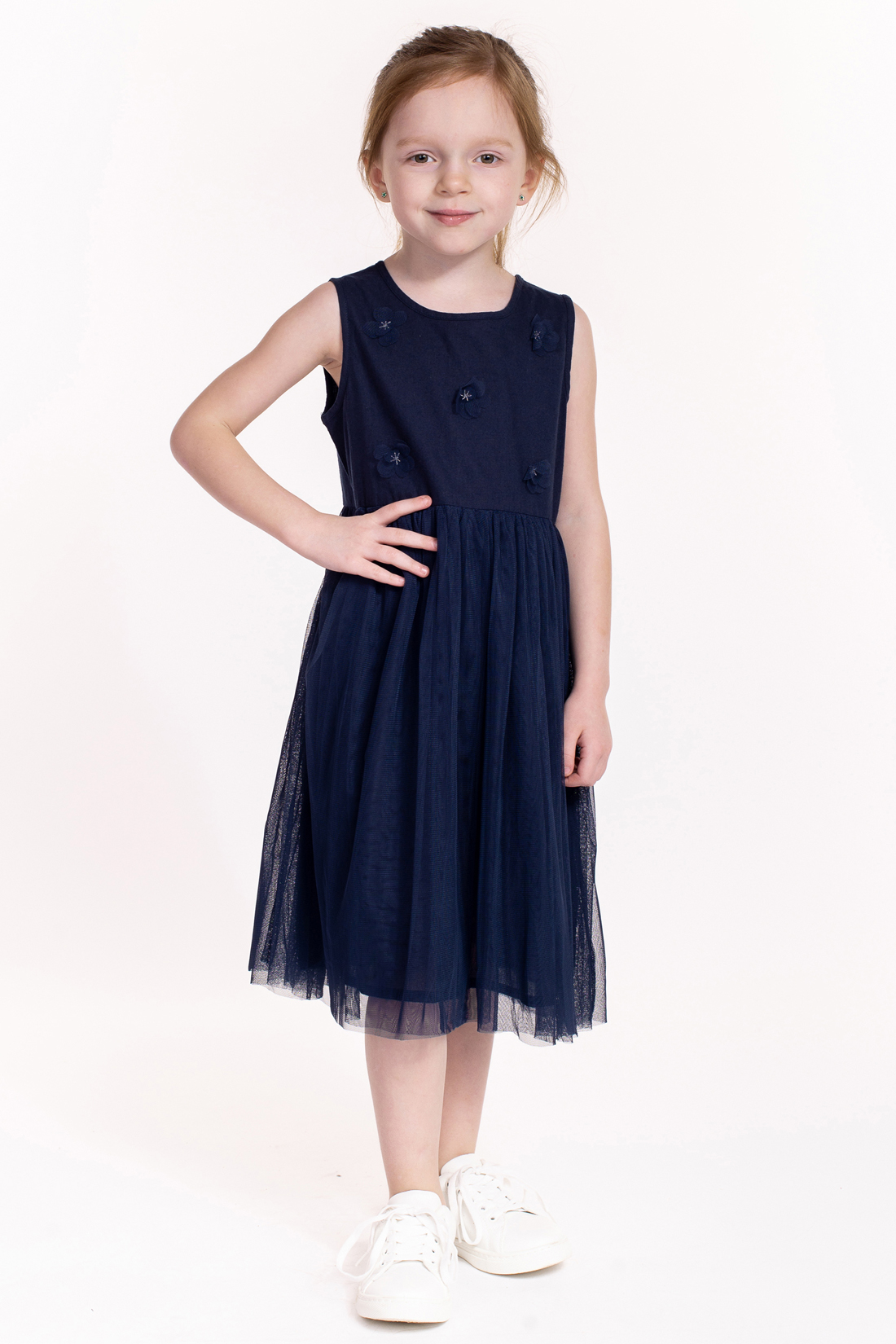 Платье для девочки (арт. baon BK459011), размер 122-128, цвет синий Платье для девочки (арт. baon BK459011) - фото 1