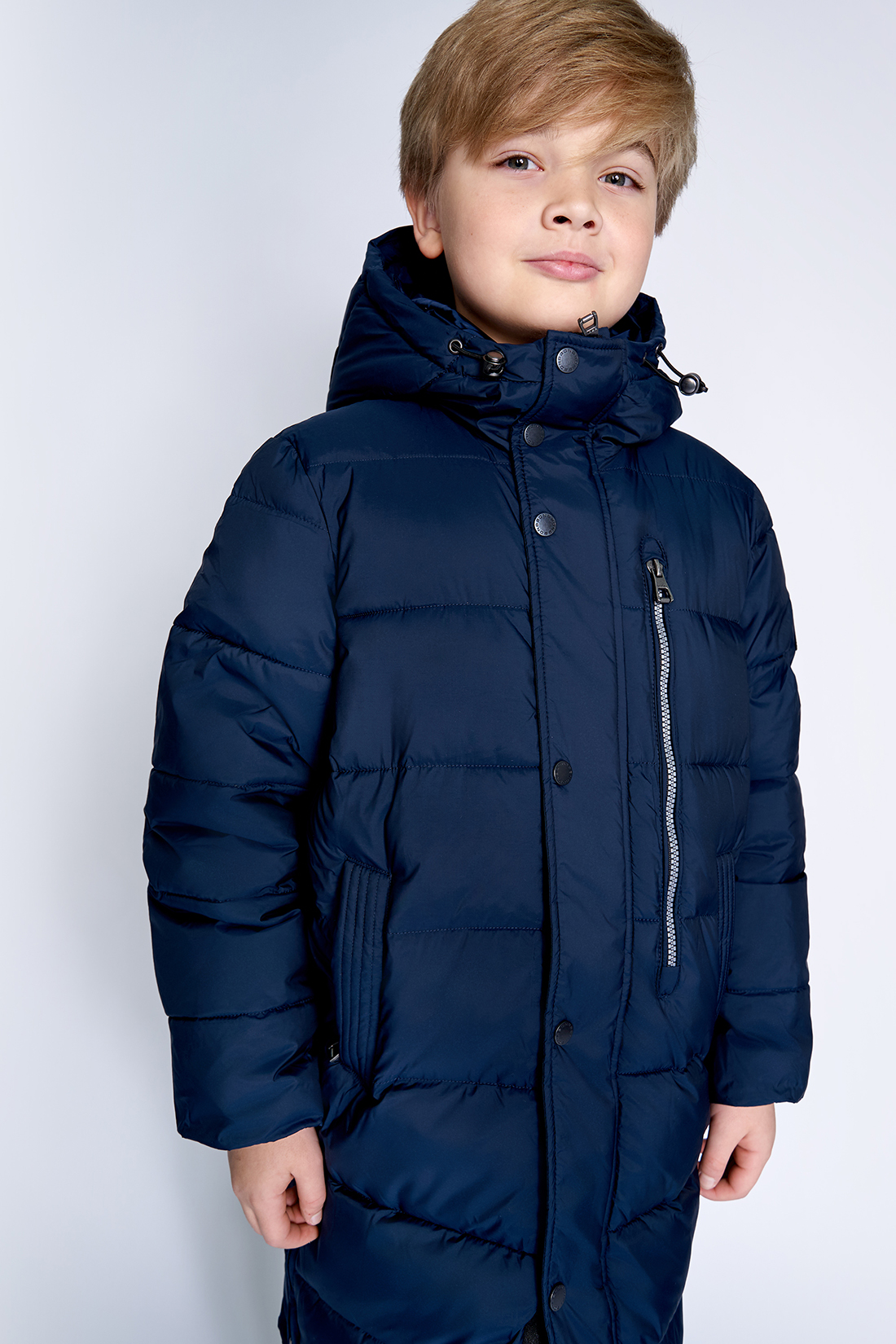 Длинная куртка для мальчика (арт. baon BK539505), размер 110, цвет синий Длинная куртка для мальчика (арт. baon BK539505) - фото 3