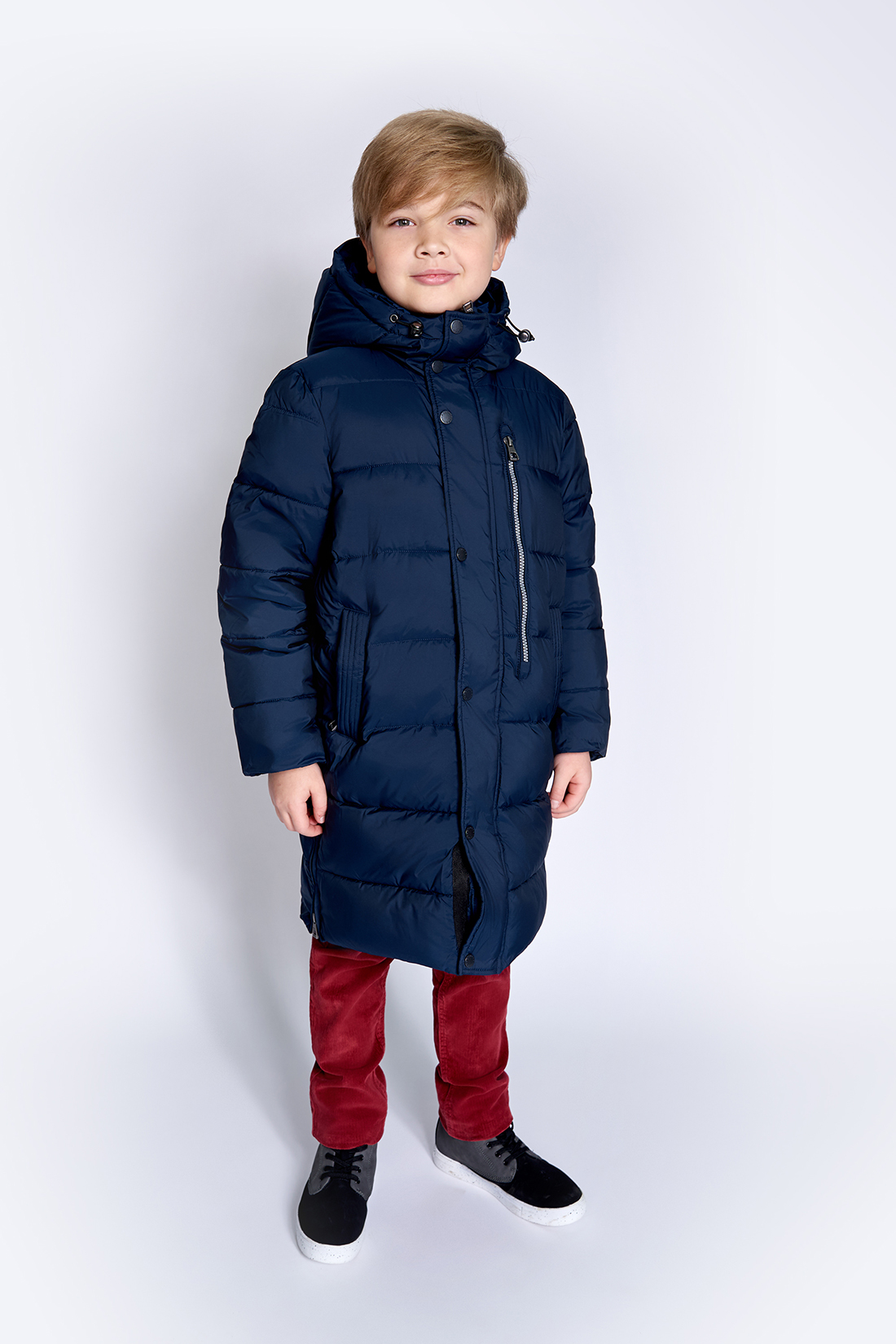 Длинная куртка для мальчика (арт. baon BK539505), размер 110, цвет синий Длинная куртка для мальчика (арт. baon BK539505) - фото 1