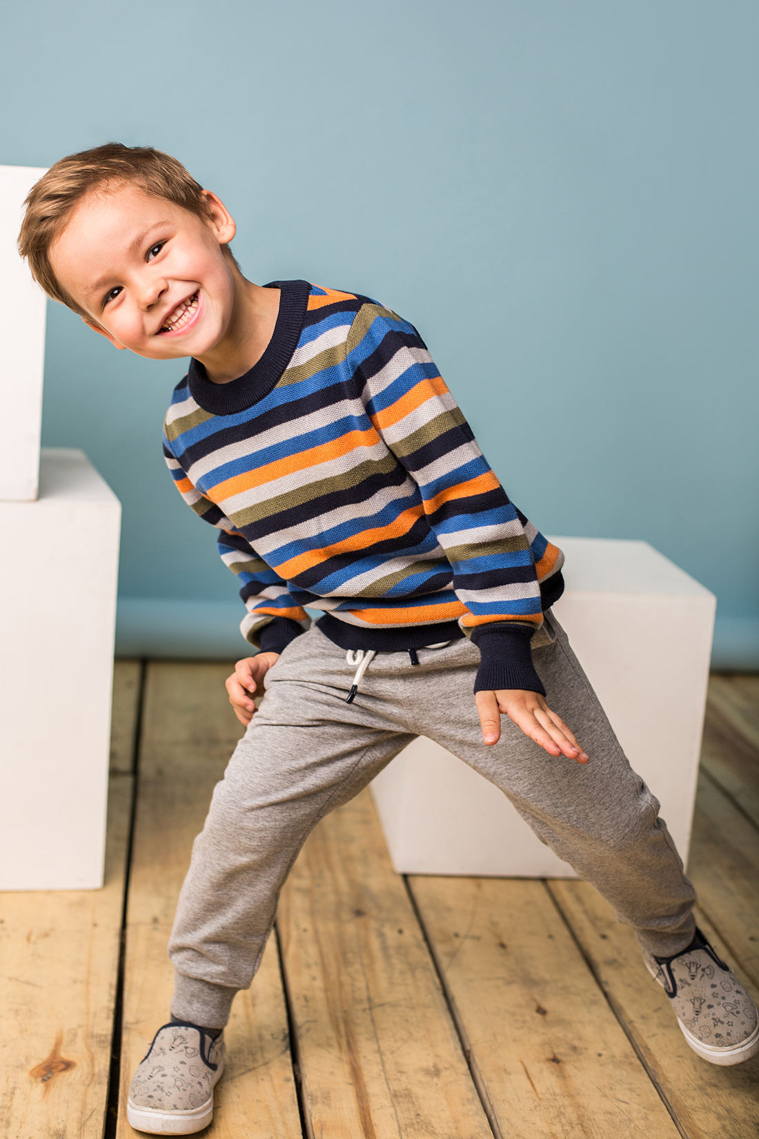 Джемпер для мальчика (арт. baon BK638501), размер 110-116, цвет multicolor striped#многоцветный